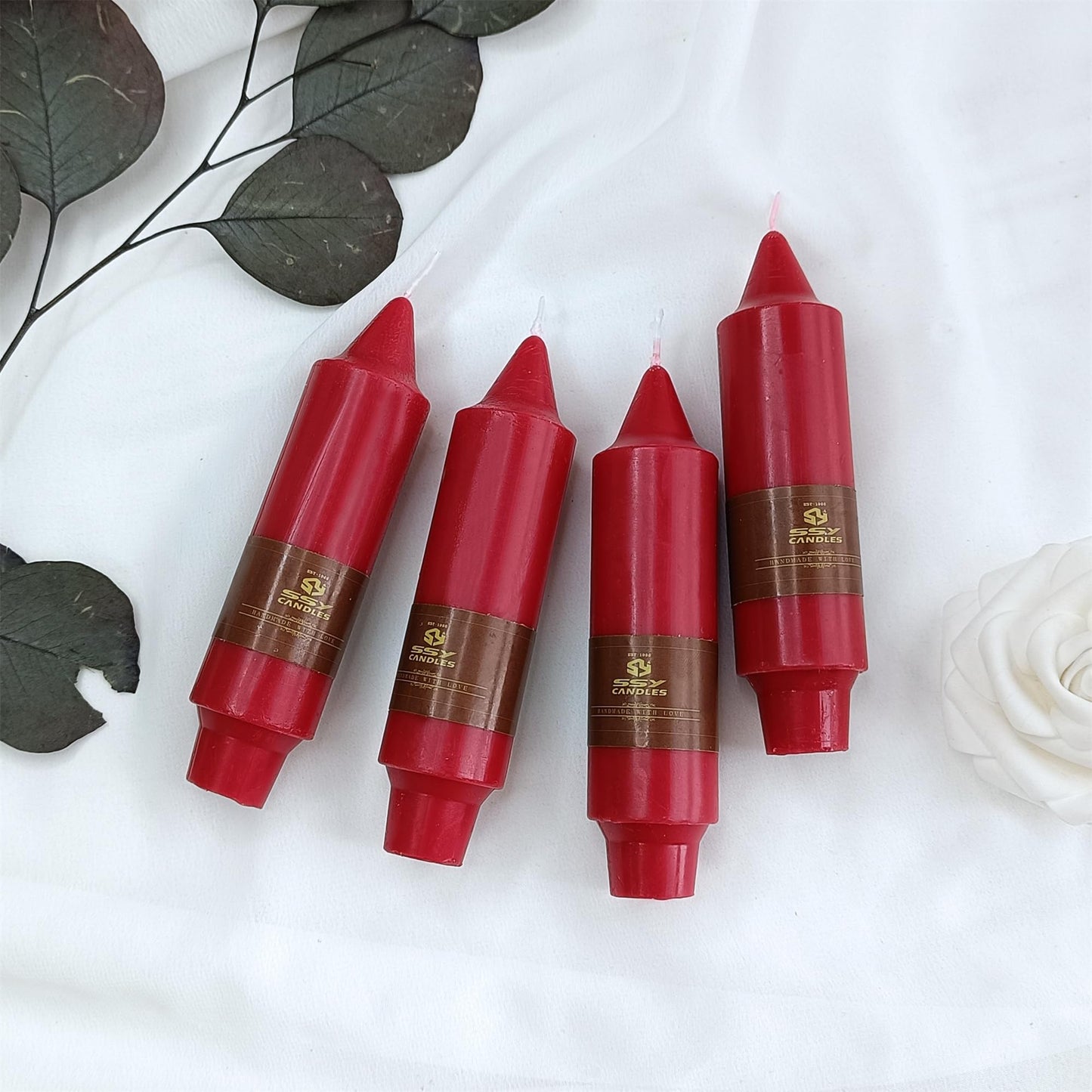 Gedengni Short Taper Candle Red Candlesticks,5inch Cute Candle Sticks Small Twisted Candlestick Spiral Tapered Candles for Home Décor Weddings Holiday Women Gifts (7D4PC-RED)