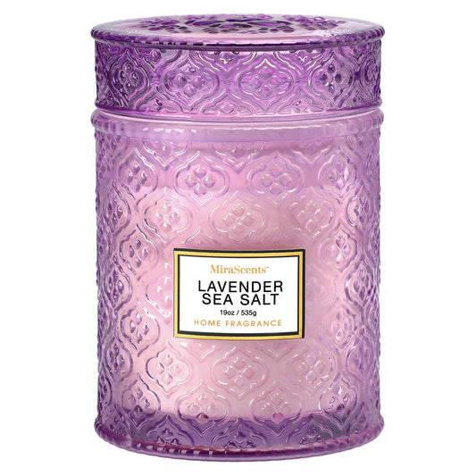 Lavender Scented Candle, 19oz Large Soy Wax Aromatherapy Candle, Lavender Sea Salt Luxury Glass Jar Candle for Home Decor, Relaxation Gifts for Women