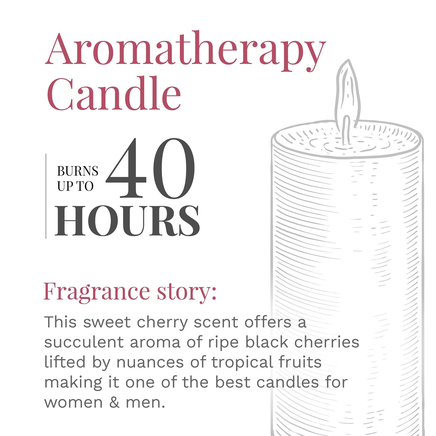Candle-lite Scented Juicy Black Cherries Fragrance, One 10oz. 3-Wick Aromatherapy Candle with 20-40 Hours of Burn Time, Dark Red Color, 10 oz (Pack of 4)