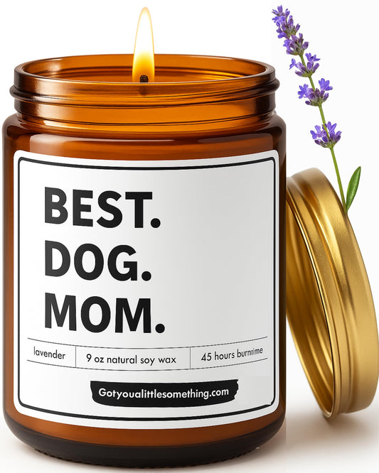 Best Dog Mom Scented Candle | Lavender Vanilla, 100% Soy Wax, Long Burn Time | Dog Mom Gifts for Women, New Puppy Funny Present Idea for Pet Lover, Fur Mama Gift for Mothers Day for Friends, Coworkers