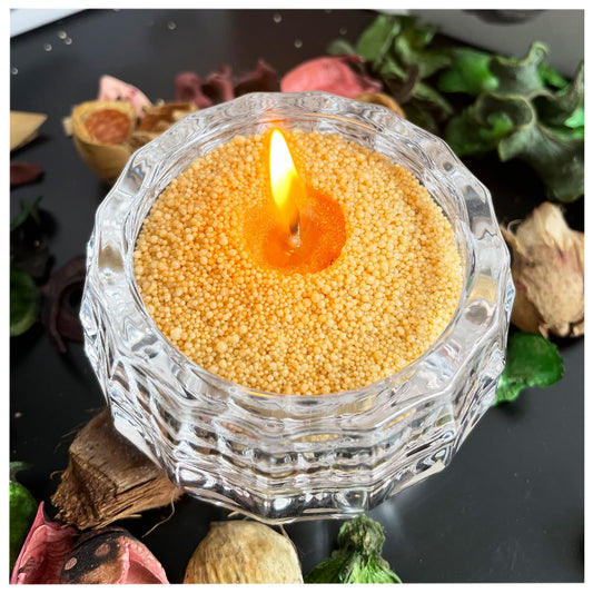 VITARIE Refillable Pearled Candle Sand 18oz, Unscented, 30 Cotton Wicks, 1.1lb Long Burning, Candle Making Kit, Pumpkin