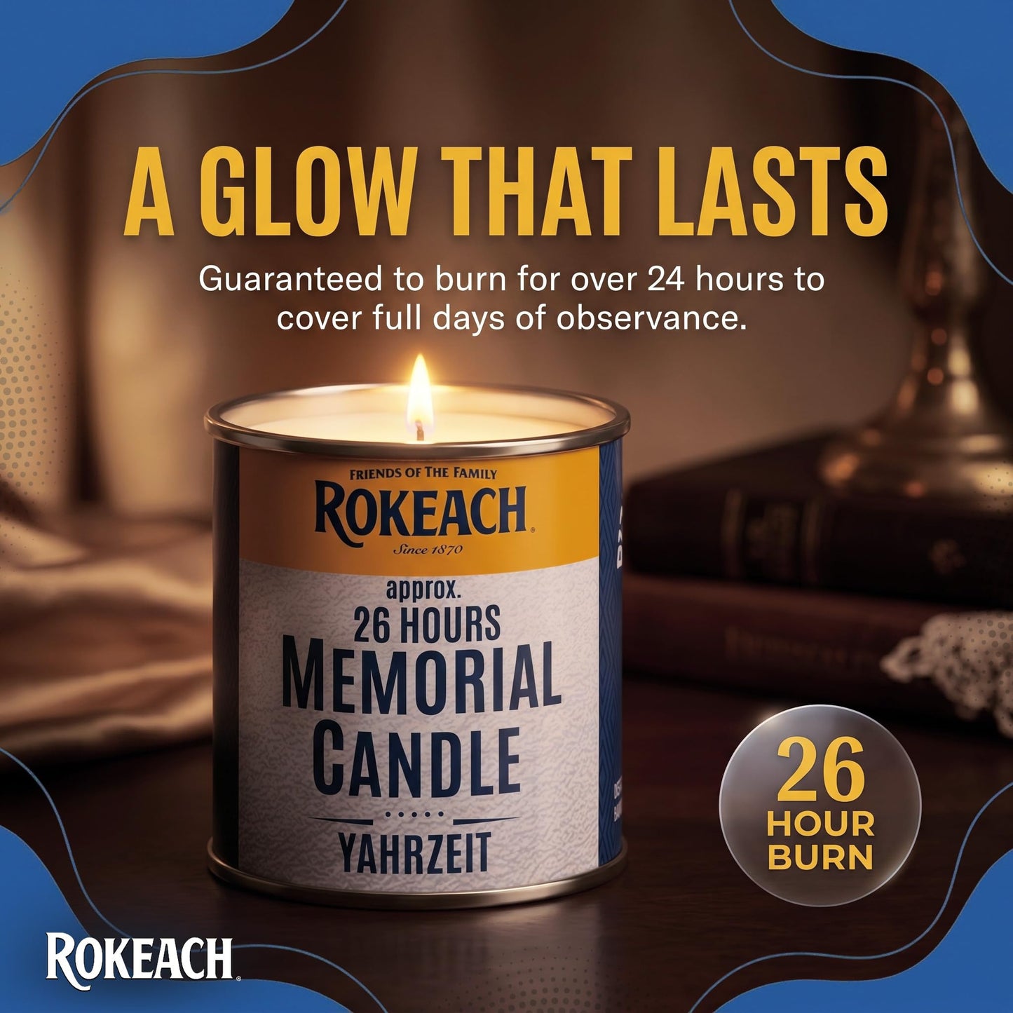 Rokeach 24 Hour Candles, Yahrzeit Memorial Candle, Tin (12 Pack) | Yom Kippur | Emergency, Perfect for Blackouts, Storms & Hurricanes
