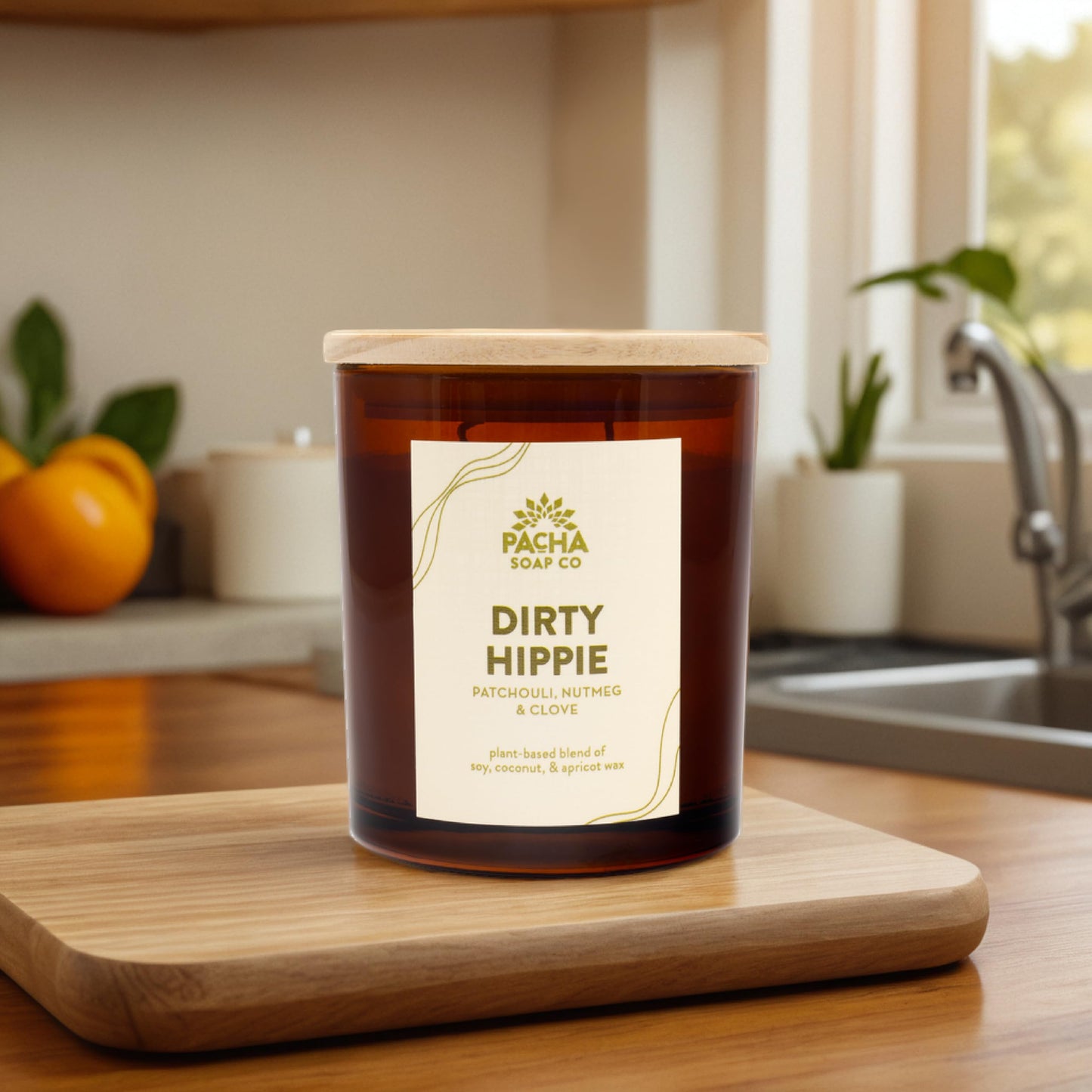 PACHA SOAP Co. Dirty Hippie Candle, 7 oz - Scents of Patchouli, Nutmeg, and Clove - Clean Burning, Soy, Coconut & Apricot Wax, Lead-Free Wick, Cruelty-Free, Recyclable