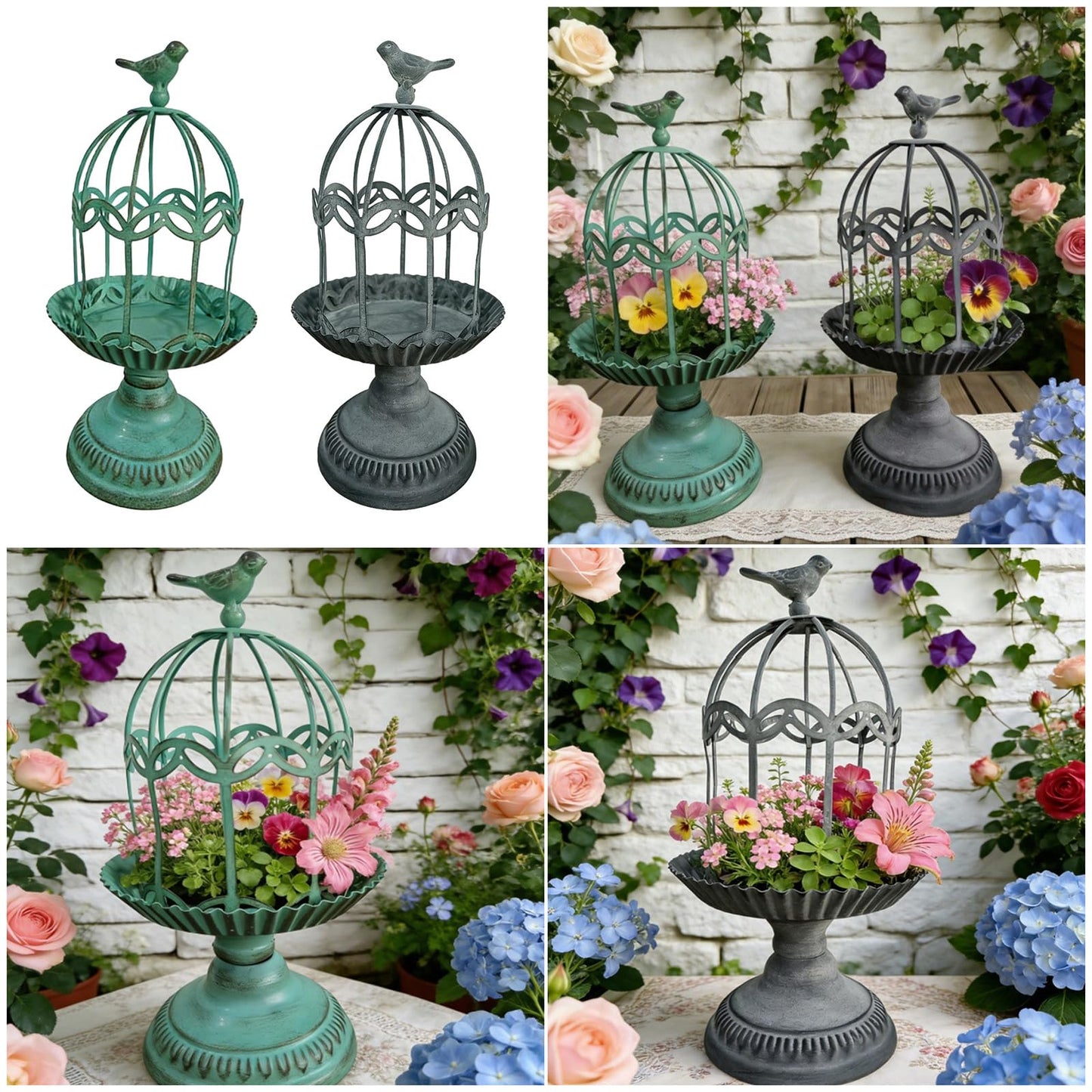 Decorative Candlestick Metal Flower Binding Birdcage Holder Desktop Ornament Home Wedding Decoration Accessories Home Gardening Accessories