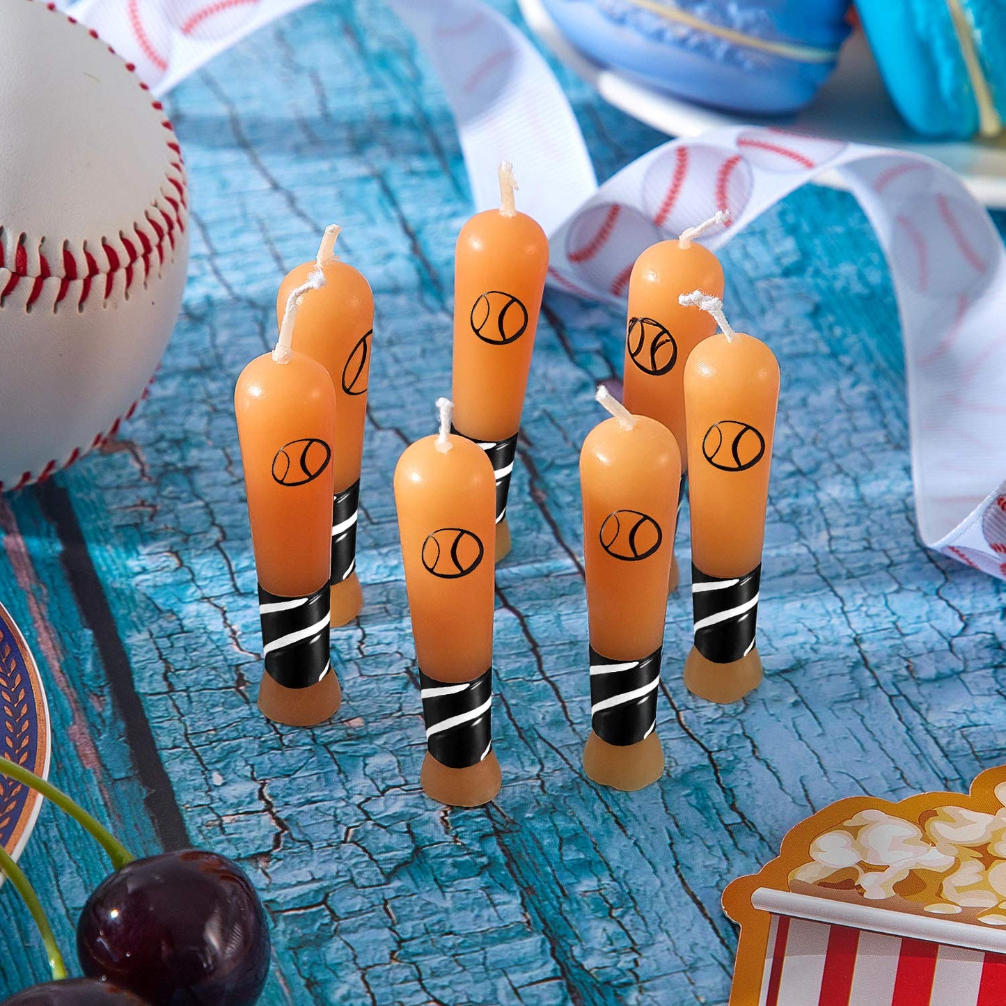 18 Pieces Baseball Bat Candle Baseball Sports Birthday Candle Baseball Cake Cupcake Candle for Birthday Baby Shower Baseball Fans Wedding Party Supply