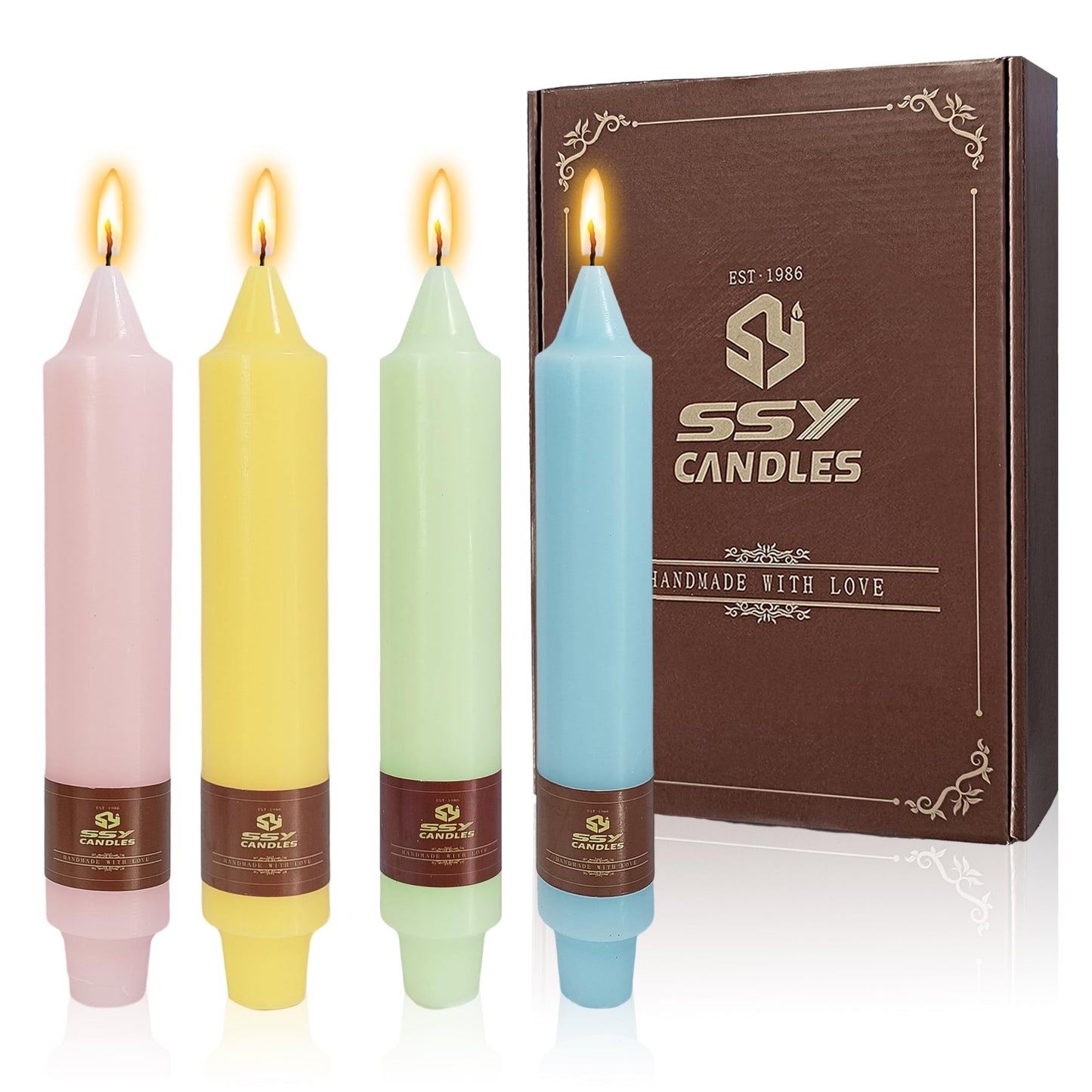 Pastel Short Taper Candle 7 Inch Candlesticks Unscented Dripless Tapered Candle Set for Home Decor Wedding Party Dinner Candles, 4 Pack