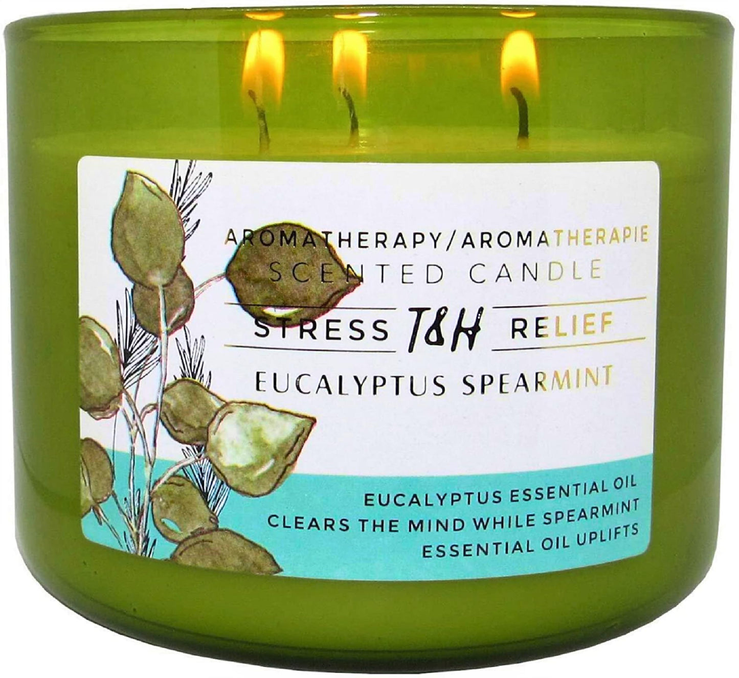 Eucalyptus Spearmint Scented Candle | 15.8 oz Large 3 Wick Soy Candle | Soothing Aromatherapy Candle for Home | Fresh Mint Spa Scent | Long Lasting Clean Burn | Relaxation & Yoga Gift for Women & Men