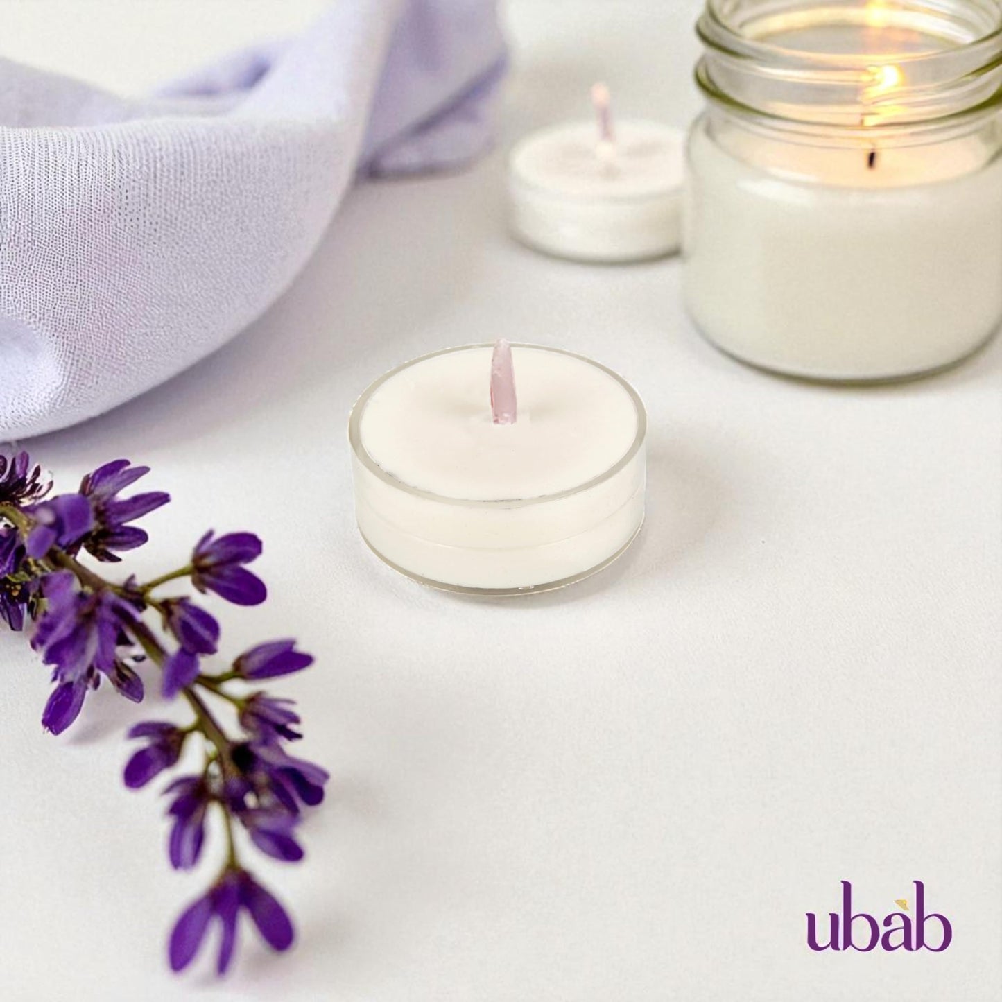 Ubab Handcrafted Scented Tealight Candle I Eco-Friendly Premium Soy Wax I Lavender Bliss I Set of 20 (38 cm X 15 cm)Tealights I 12 gm each I Upto 4.5 HRS Burn Time each I Premium Aromatherapy Candles