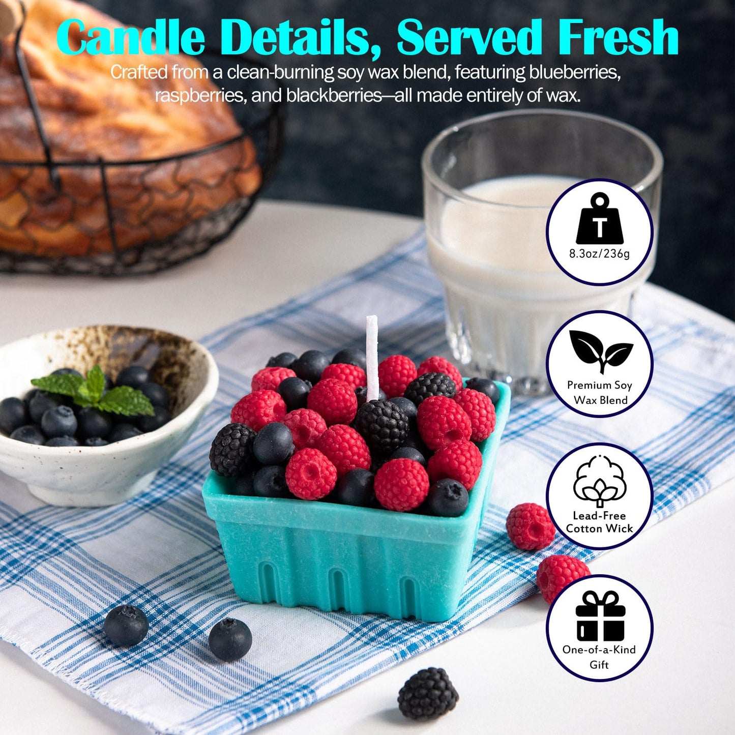 Berry Basket Candle Vegetable Wax Candle