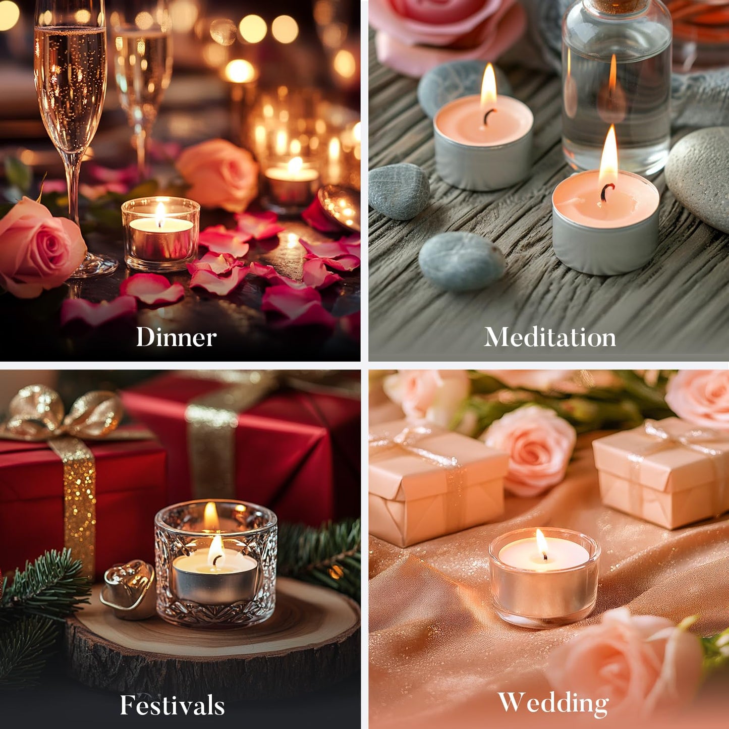 Unscented Tea Lights Candles 50 Pack,6 Hours Long Burning White Tea Candles Bulk,Non-Paraffin, Clean Burn, Smokeless, Palm Tealight Candles for Wedding,Centerpiece,Christmas Lights,Home Decor