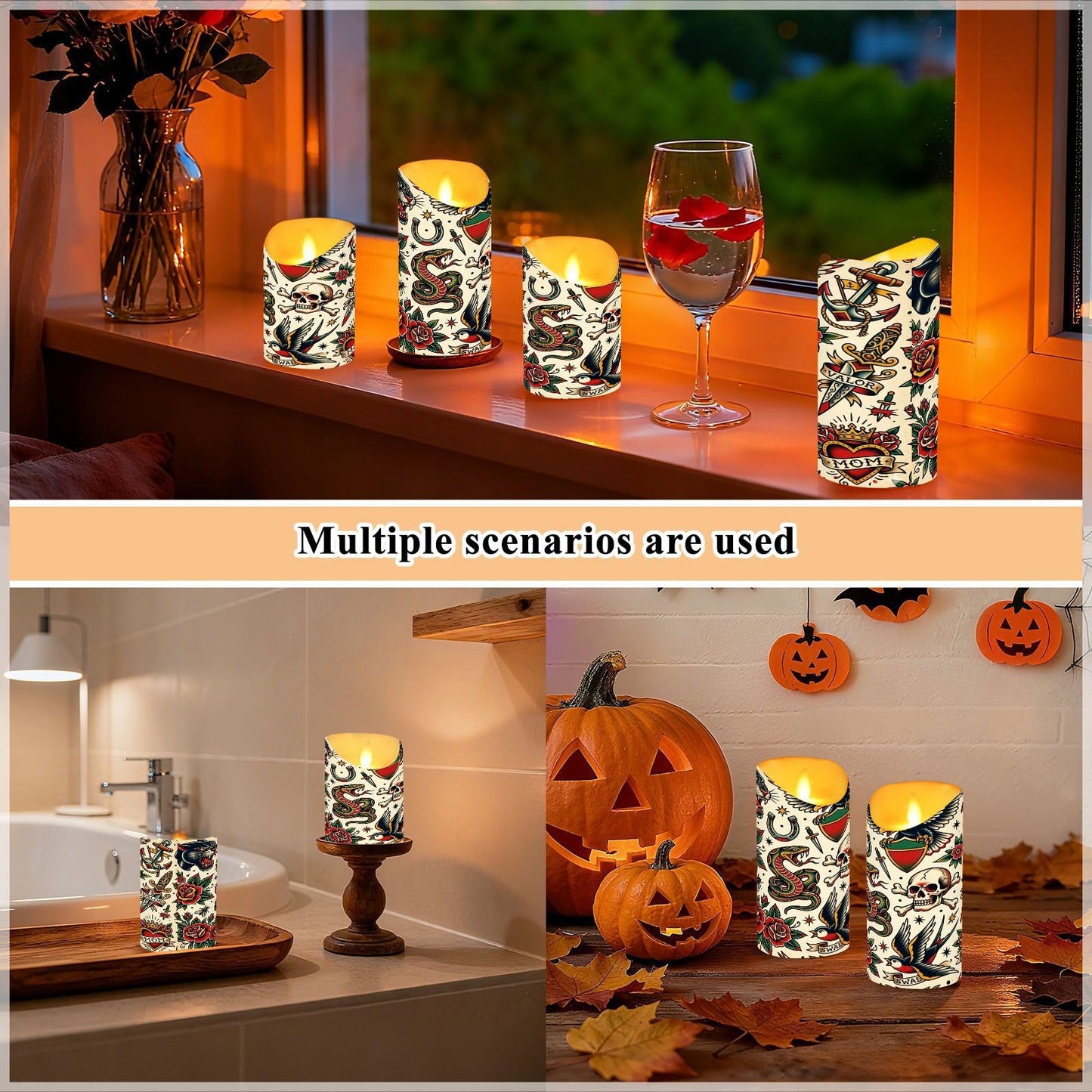 Gravopti Old School 2 Pack Flameless LED Pillar Candles with Remote & Timer, Battery Operated, Flickering Wax Candle for Wedding, Romantic Home & Party Decor