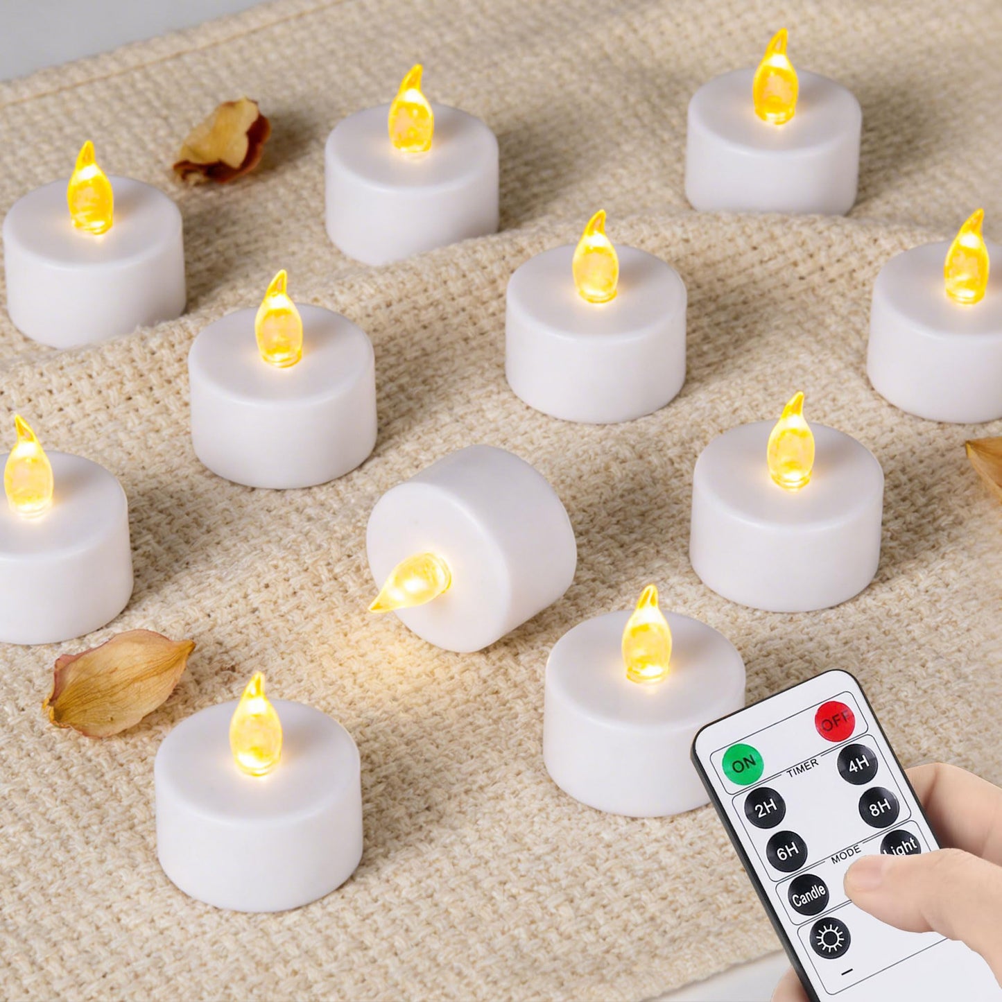 LED Tea Light Flameless Candles with Remote Control Flickering Tealight Long Lasting, Battery Operated with Timer for Halloween Home Decoration Seasonal &Festival Celebration WarmYellow (24pcs)