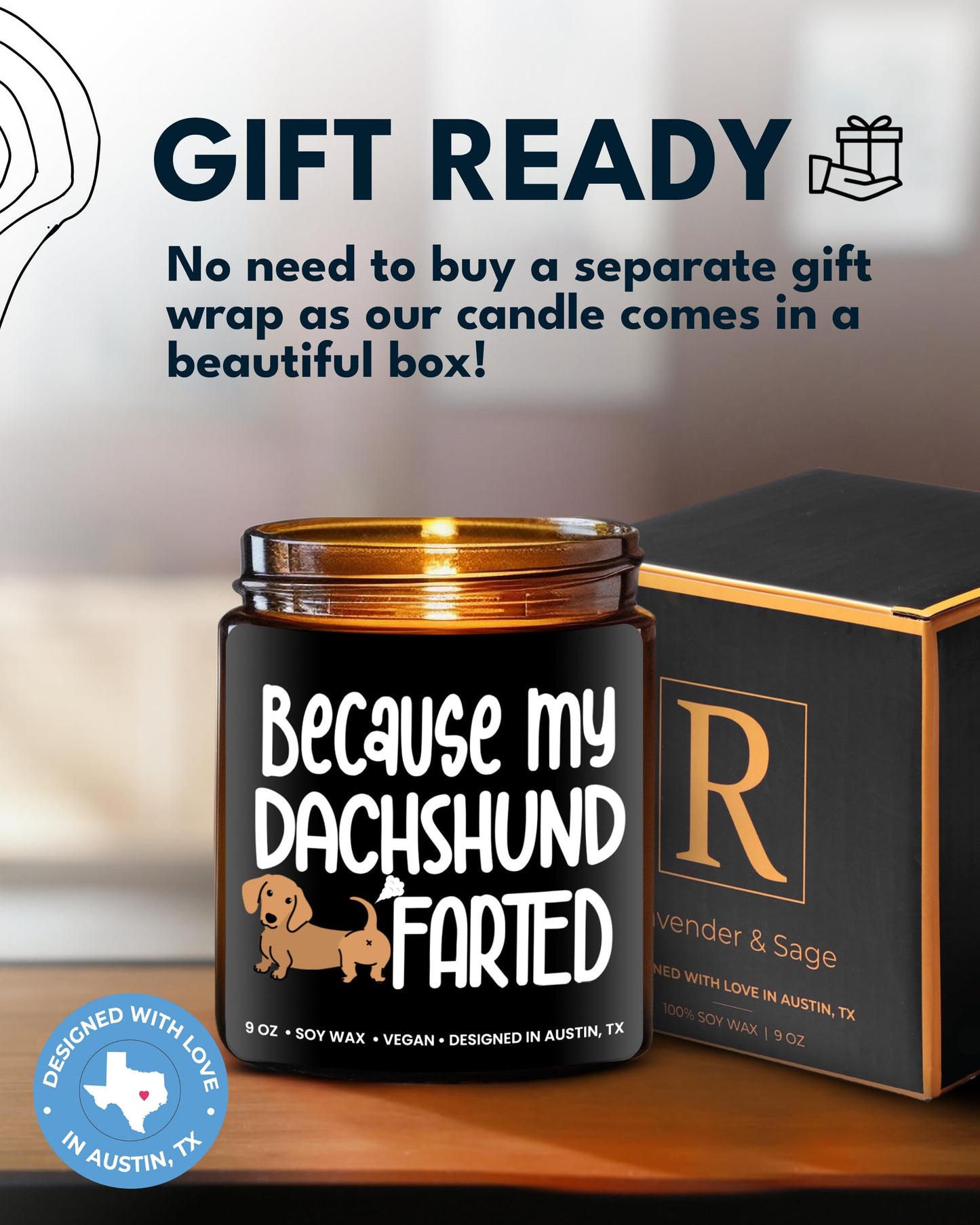 Funny Dachshund Candle, Dachshund Gifts for Women and Men, Unique Funny Pet-Themed Gift Ideas, Best Present for Pet Lovers, Perfect Presents for Dog Mom & Dog Dad, Birthday, Christmas, Gift-Ready