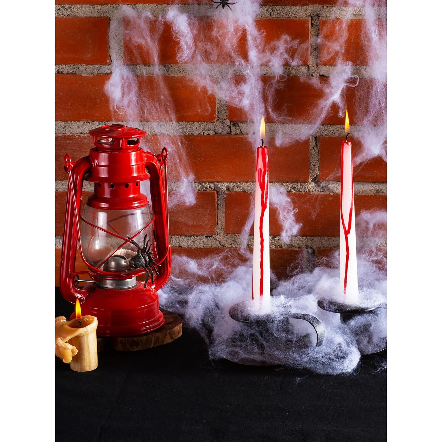 CANDWAX 8 inch Blood White Taper Candles Set of 4 - Smokeless Dripless Scentless Candlesticks - Perfect as Halloween Décor and as Household Dinner Table Centerpiece Candle Sticks