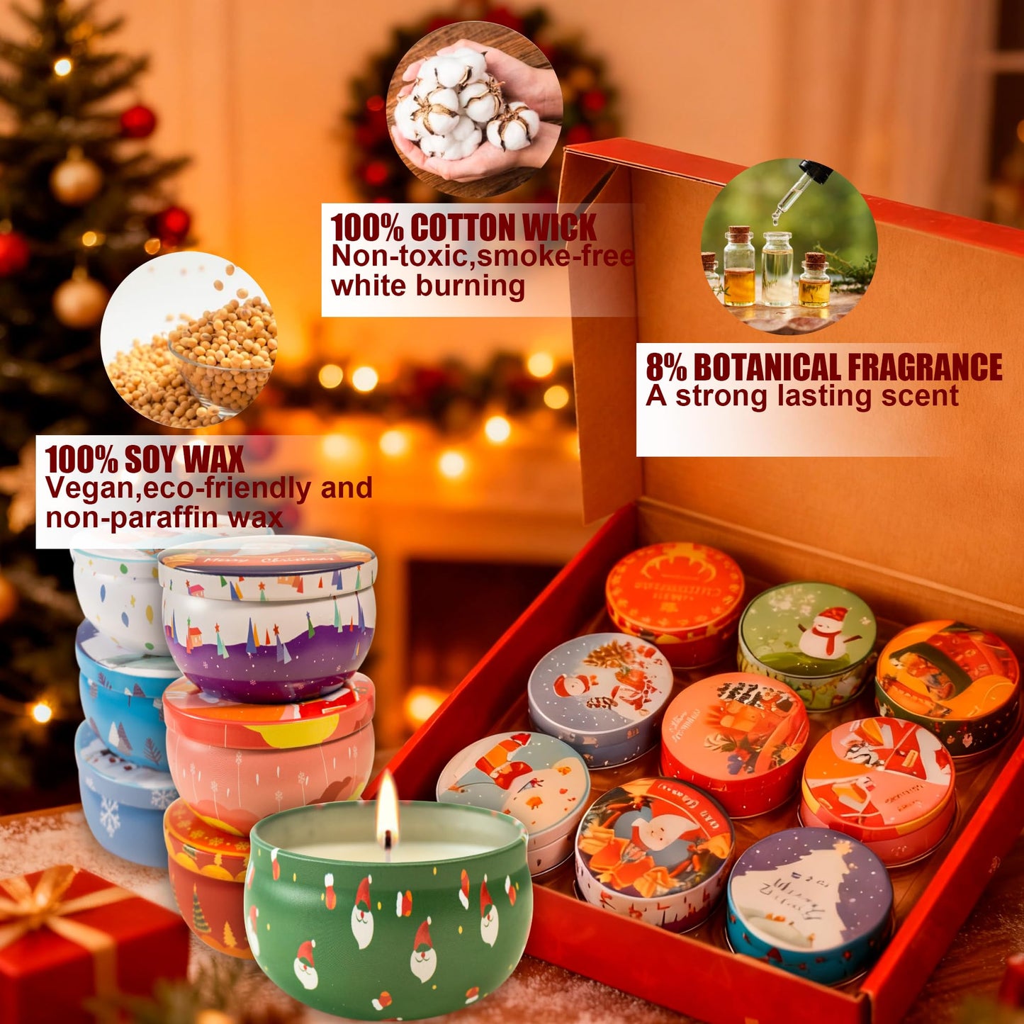 Scented Candles Gifts Set, 9 Pack Scented Candle Set Fragrances Flavor Natural Soy Wax 2.5oz Candles for Christmas Gift, Women, Mom, Wife, Birthday