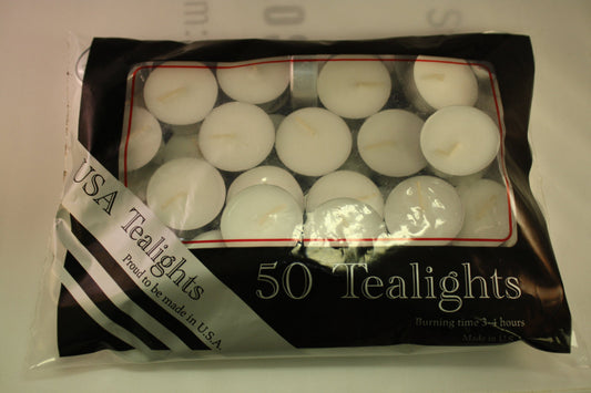 Tealight Candles White Unscented Set of 50