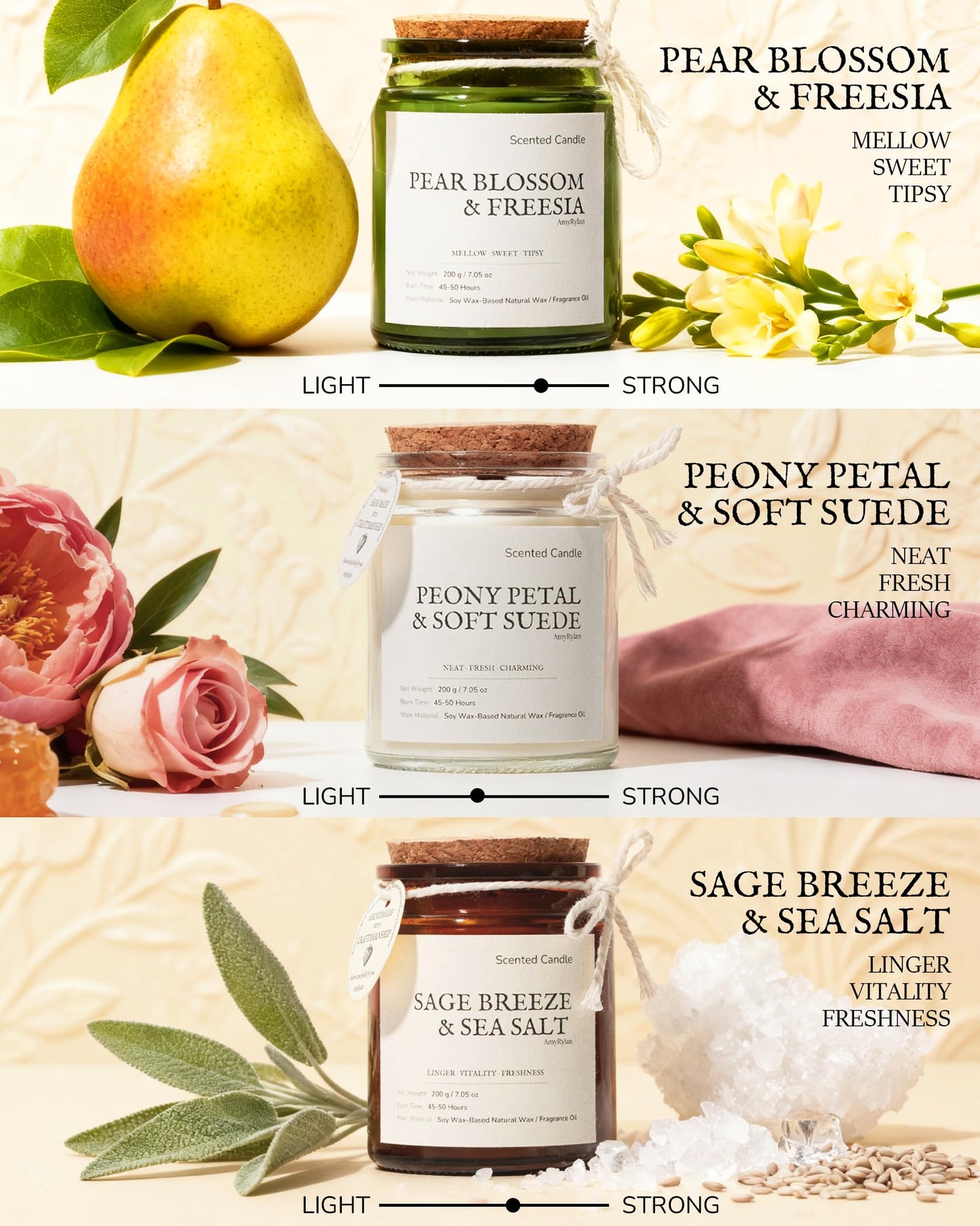 3 Pack Non-Toxic Soy Wax Scented Candles Gift Set for Women, 21.15oz Wooden Wick Candle for Home, 135H Long Burn Time, Aromatherapy Candles, Birthday, Anniversaries, Wedding, Christmas