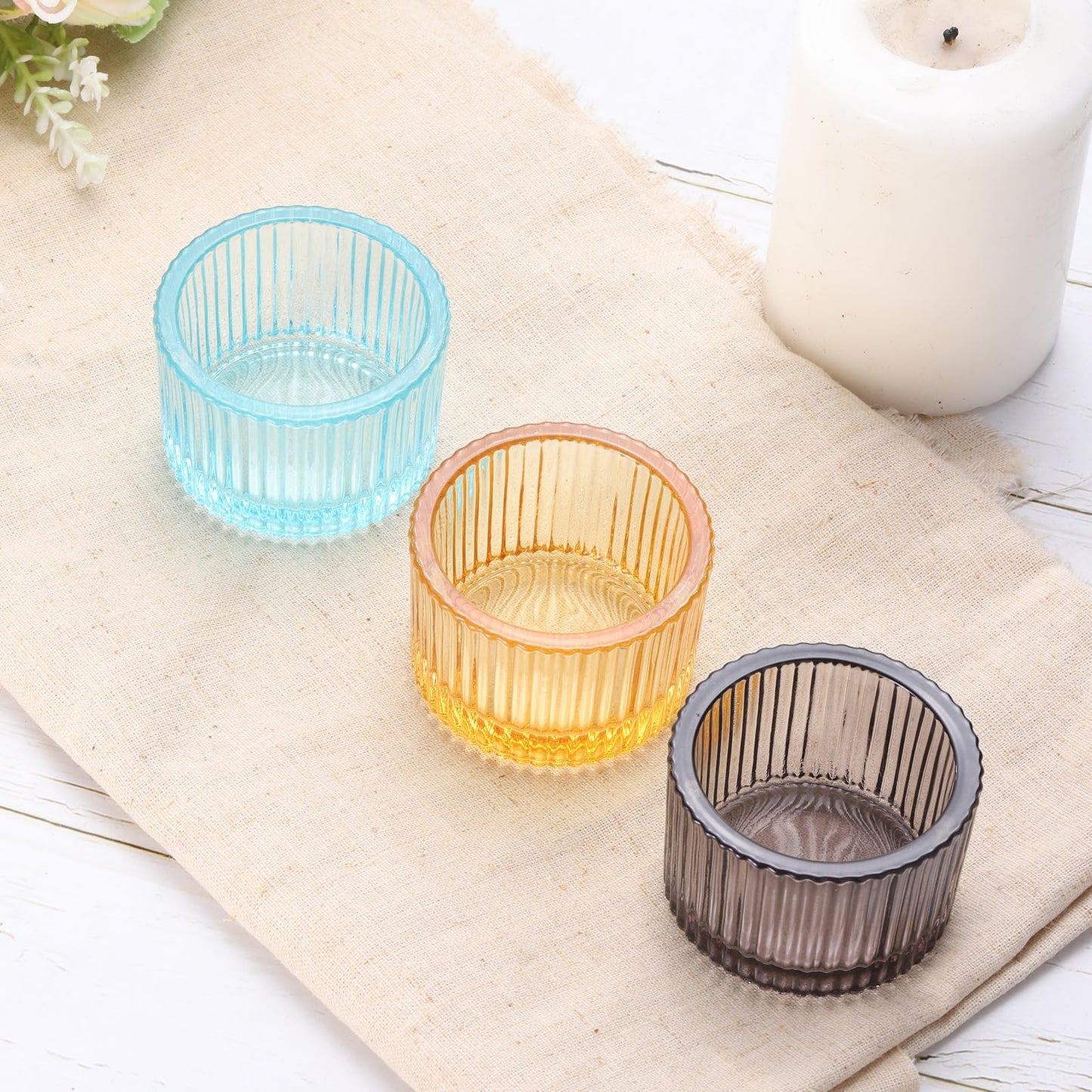 PATIKIL 2 Pcs Tealight Candle Holder, Tea Lights Candle Holder Glass Votive Candle Holders Glass Candle Holders for Table Centerpiece Decor Wedding Dinner Party, Dark Blue