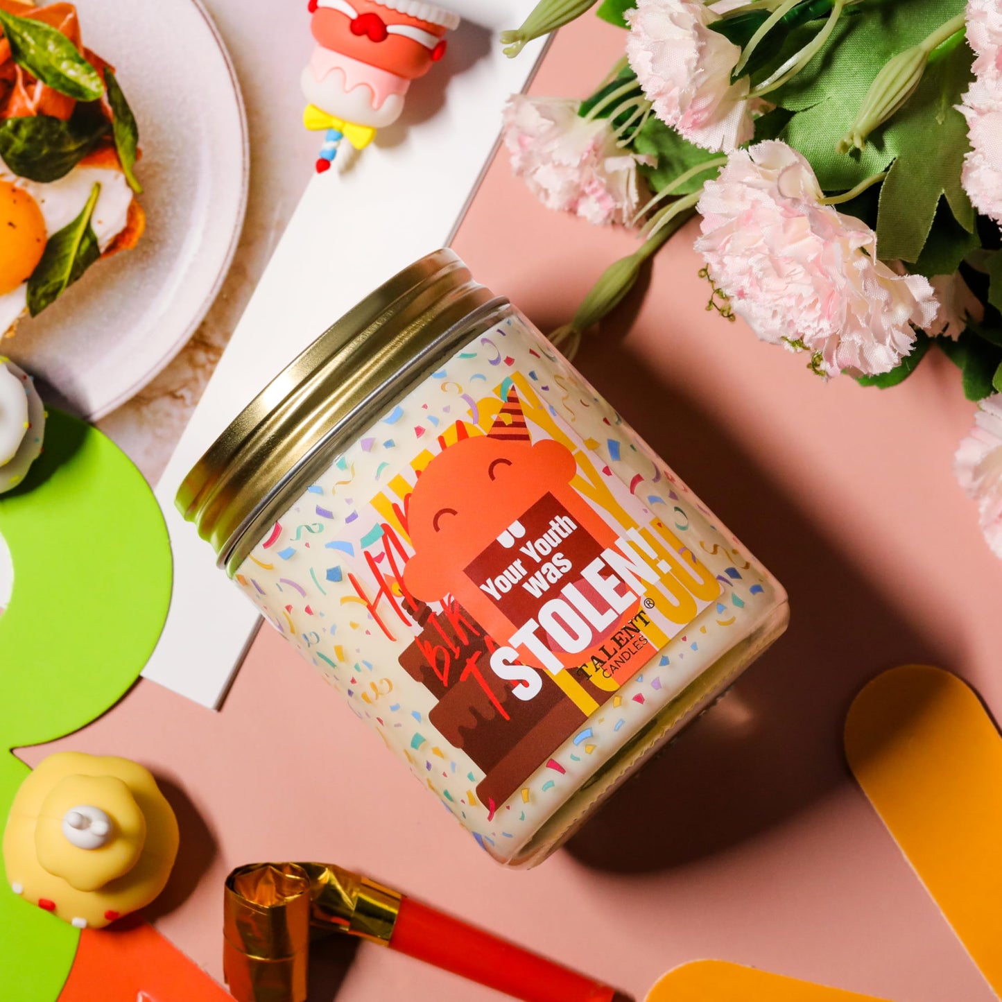 Happy Birthday Candle, Birthday Gifts for Women Girls Best Friend, Birthday Candles Gifts Ideas, Champagne Cassis & Honey Jasmine Scented Candles
