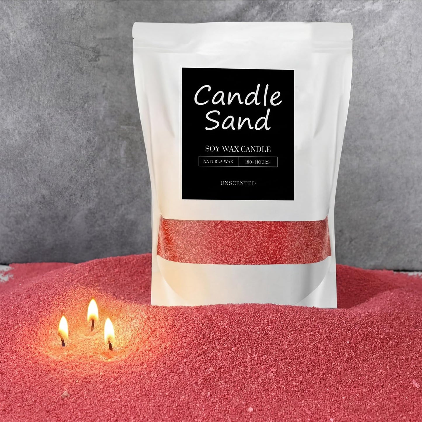 MTLEE Candle Sand 3.3 lb DIY Pearled Candle Making Kit Included 20 Pcs Wicks and Refillable Beaded Wax Sand Beaded Wax Gift with Wicks Self Extinguish for Home Wedding Party Women (Red)