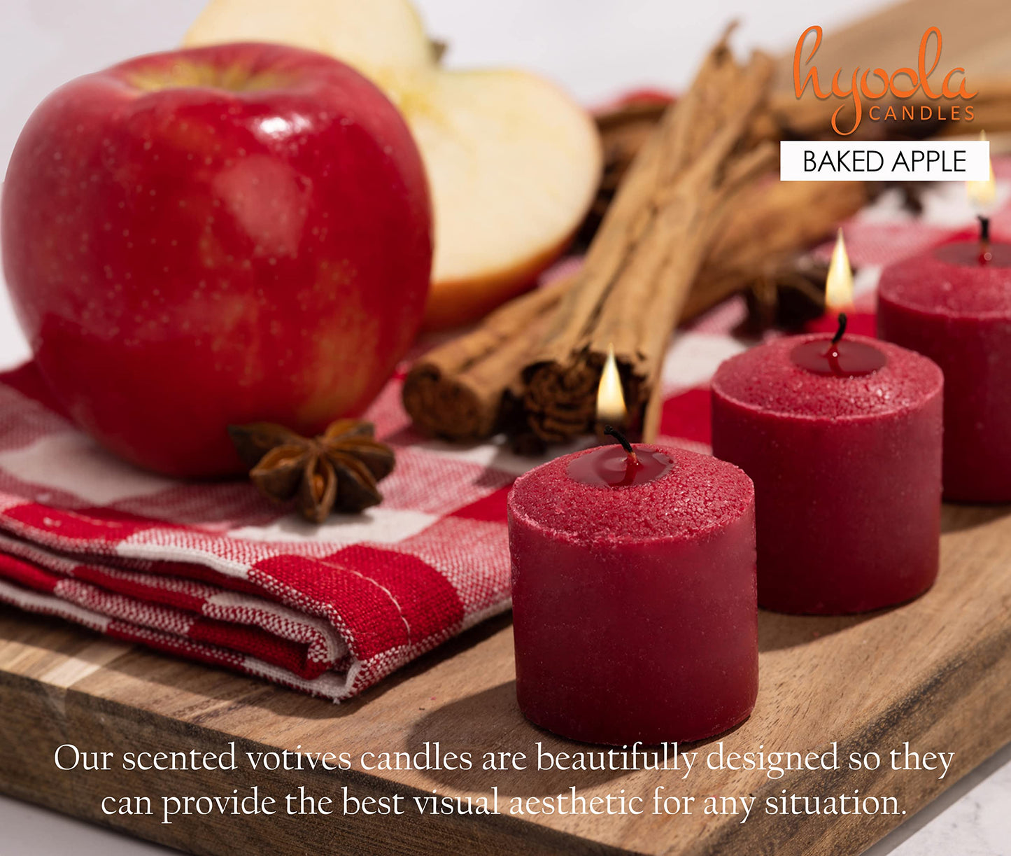 HYOOLA Scented Votive Candles - Baked Apple Votive Candles -12 Hour Burn Time - 9 Pack - European Made