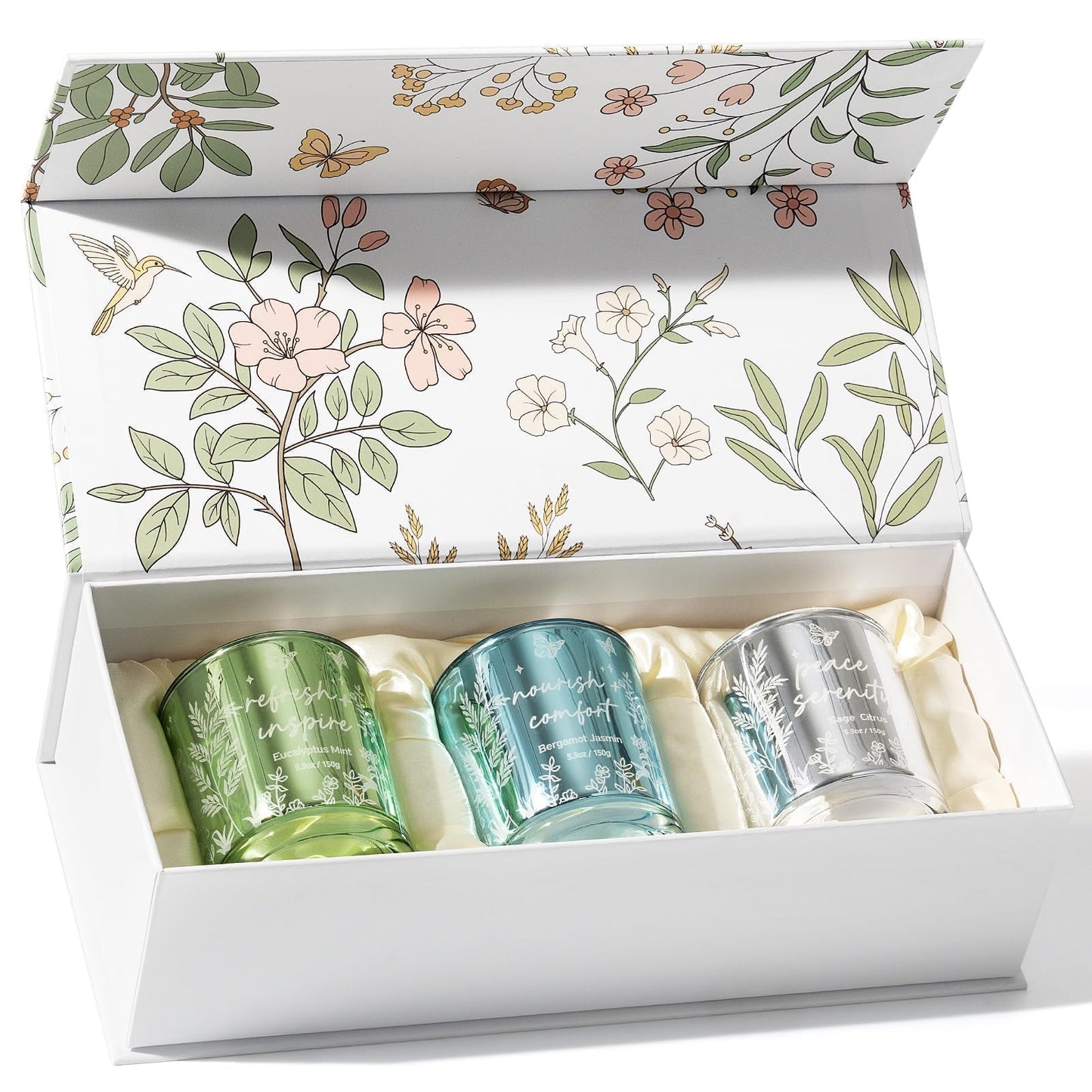 Scented Candles for Women, 3 Pack Candle Sets Soy Candles for Home Scented Holiday Votive Candle Gifts Set, Mothers Day Birthday Gifts for Women Mom Friend -Eucalyptus Mint/Bergamot Jasmin/Sage Citrus