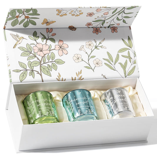 Scented Candles for Women, 3 Pack Candle Sets Soy Candles for Home Scented Holiday Votive Candle Gifts Set, Mothers Day Birthday Gifts for Women Mom Friend -Eucalyptus Mint/Bergamot Jasmin/Sage Citrus