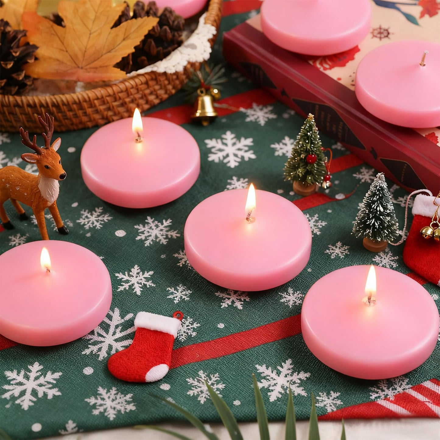3 inch Floating Candles 8-9 Hours Pink Floating Candle for Centerpieces 36 Packs Unscented Floating Candles 3" Water Candles for Cylinder Vases,Pool,Wedding