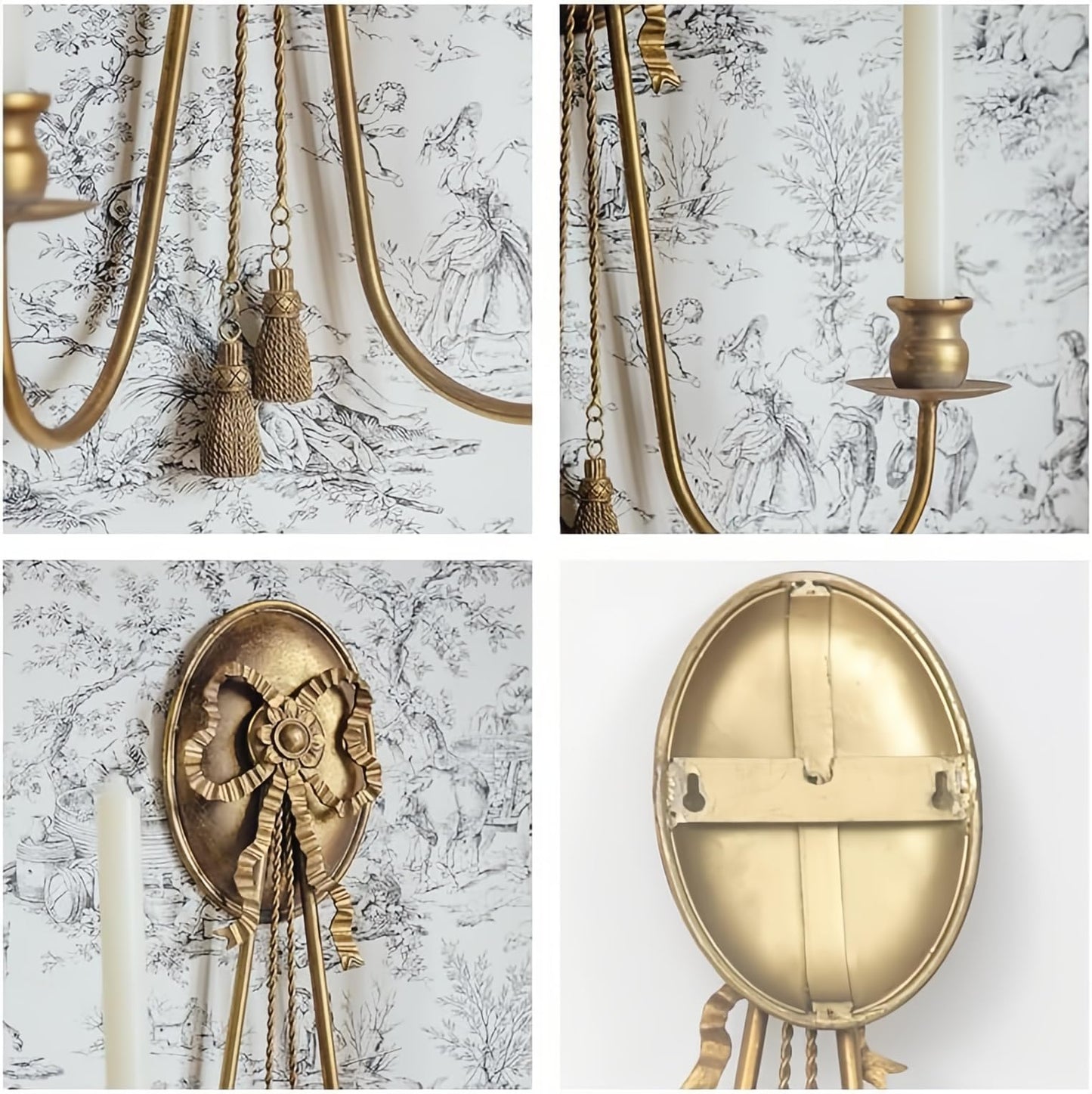 TerkCo Long Gold Wall Candle Sconces Wall Decor Set of 2,Metal Antique Wall Mounted Candleholders, Wall Decoration for Living Room,Dining Room, Bedroom （No Candle）(Gold 3)
