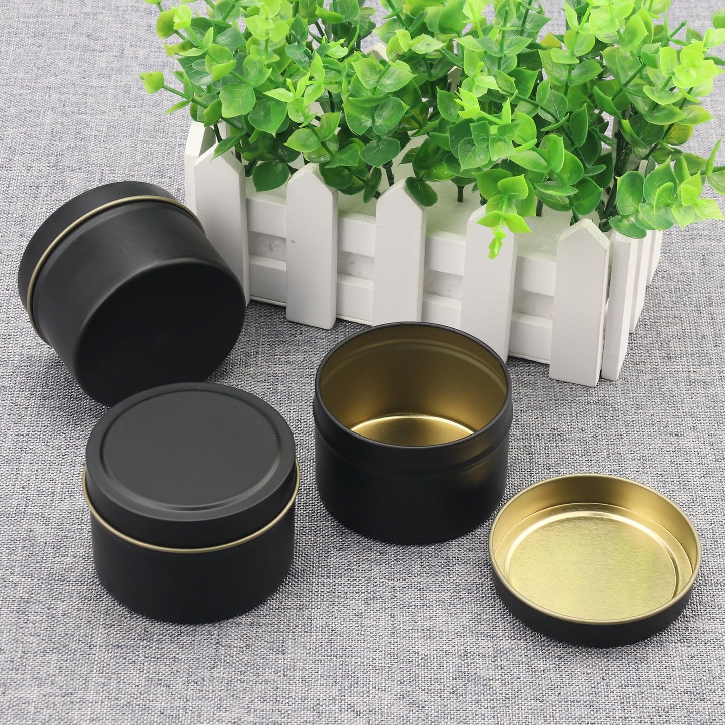 GENHAKON 48 Packs 4 oz Black Candle Tins, Bulk Candle Making Tins, Candle Jars, Candle Containers for Making Candles