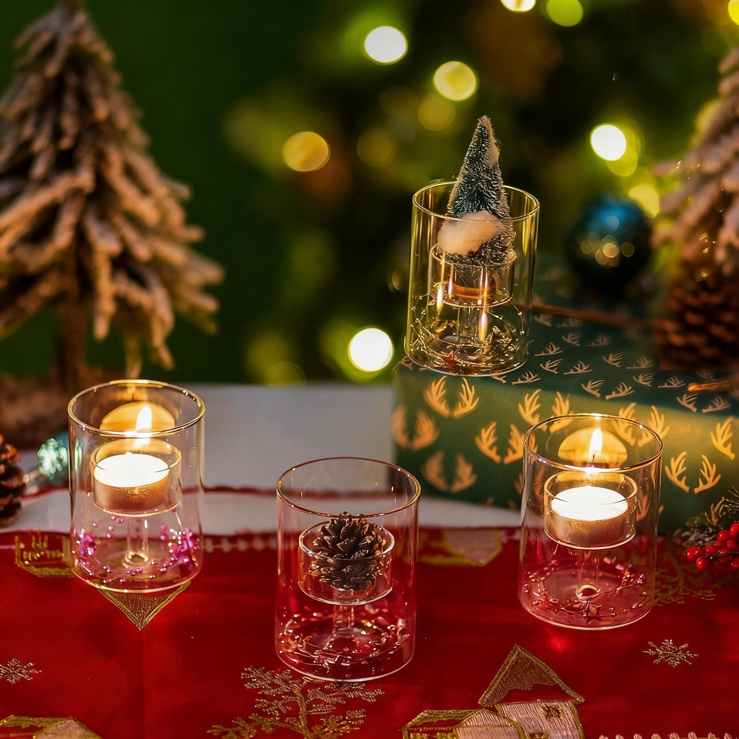 Maimeili Glass Candle Holder Hurricane Crystal Decorative Candle Fits Standard Tealight for Table Wedding Dinning Centerpieces Party Supplies Home Decor
