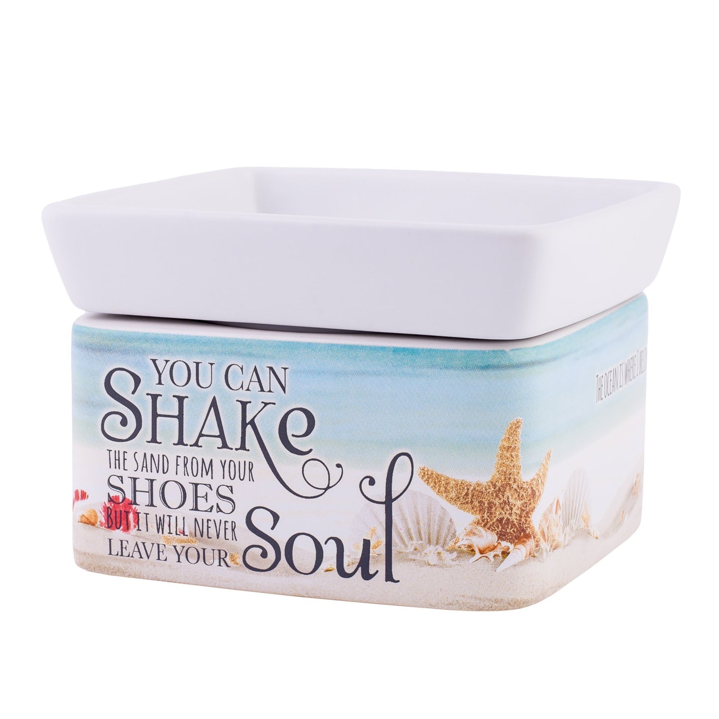 Shake Sand from Shoes Beach and Ocean Stoneware Electric 2-in-1 Jar Candle and Wax Tart Oil Warmer