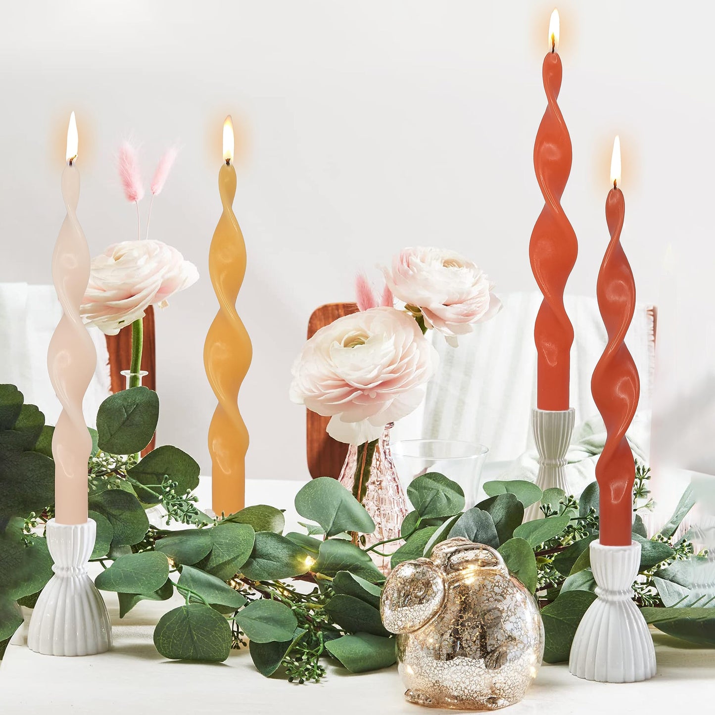 Spiral Taper Candle Long Candlesticks 10 INCH Orange Candlestick Twisted Candles Unscented Candle for Home Décor Weddings Festive Seasons Holiday