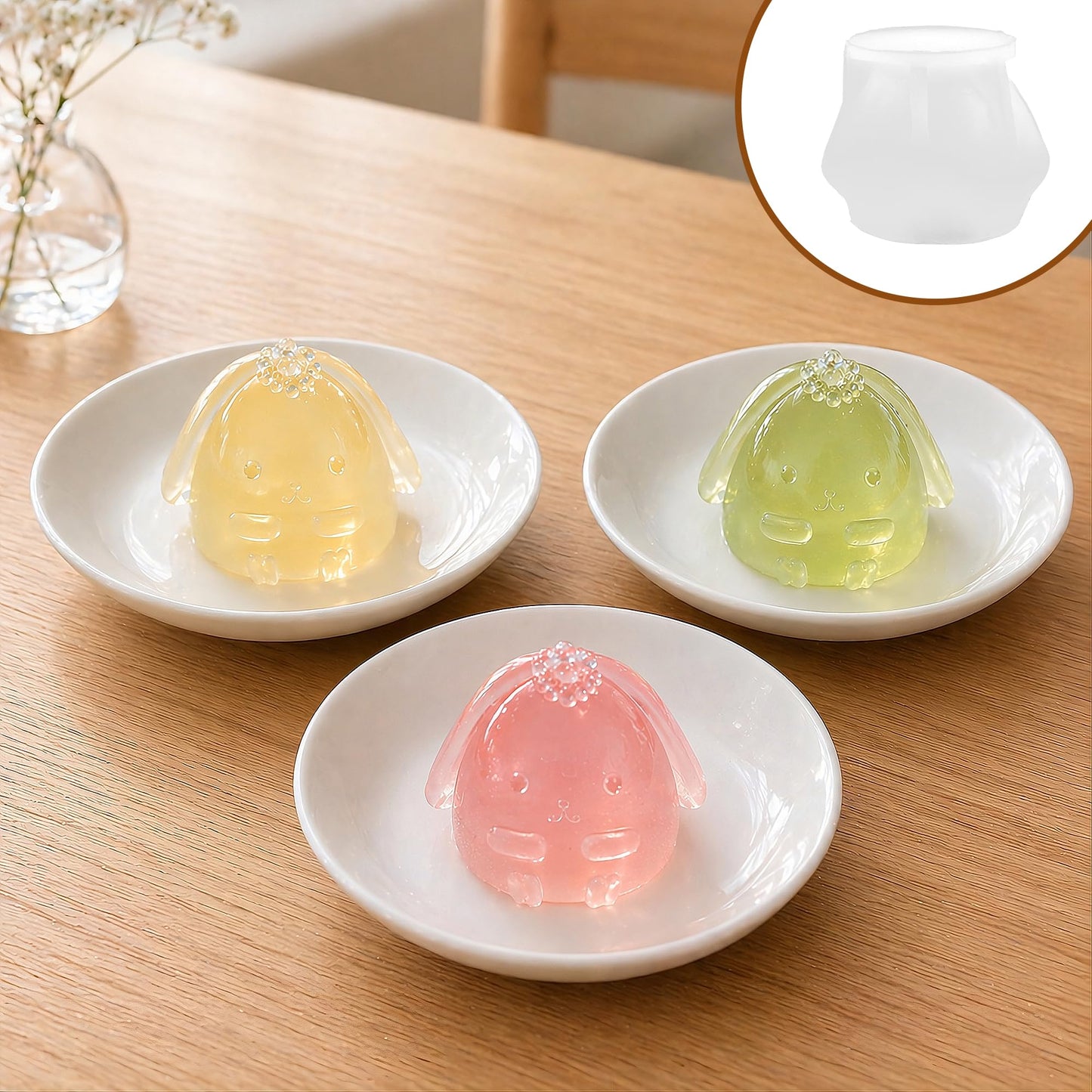 Set of 2 Cartoon Bear Bunny Candle Molds, 2 Silicone Rabbit and Bear Animal Candle Molds for Party Chocolate, Suitable fit for Resin DIY