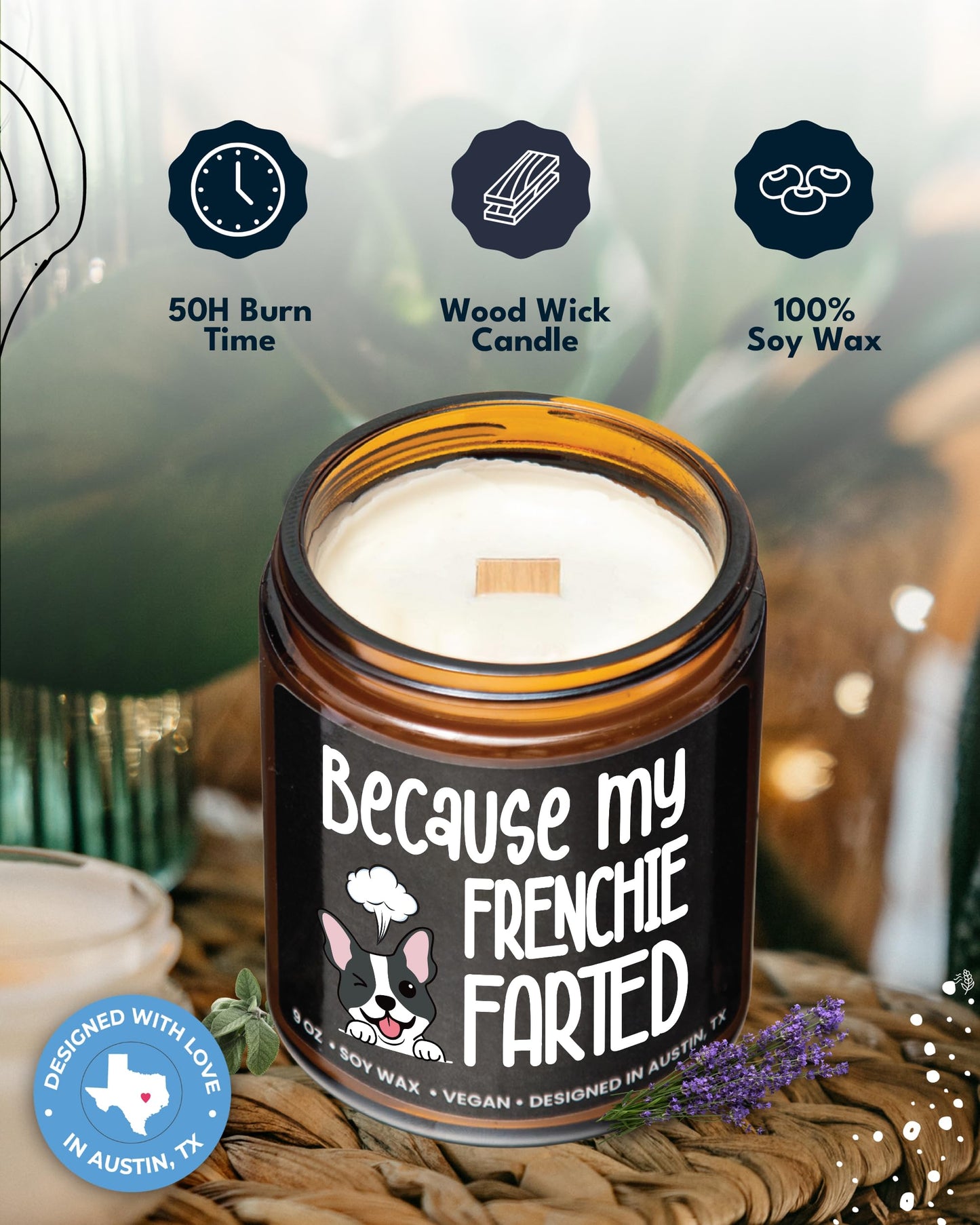 Funny Frenchie Candle, Frenchie Gifts for Women, Unique French Bulldog Gift Ideas, Best Present for Pet Lovers, Perfect Frenchies Presents for Girls, Birthday, Christmas, Gift-Ready