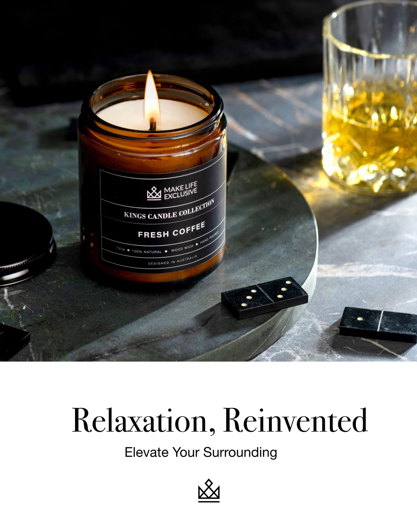 Scented Candles for Men | Fresh Coffee, Smells of Espresso | Wooden Wick, Long Lasting, Masculine Scents | Natural Soy Jar Candle for Home, Bachelor Pad Decor | The Perfect Mens Gift