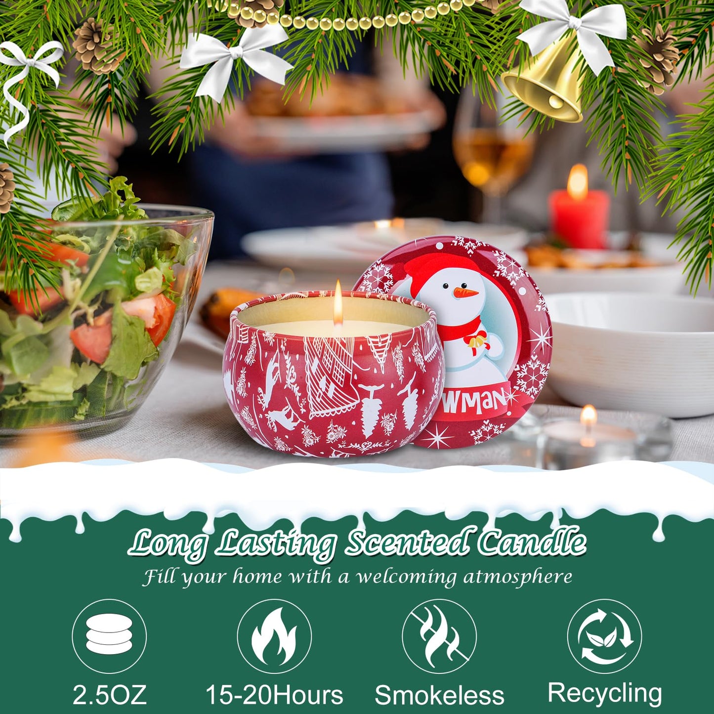 12PCS Christmas Scented Candles Gift for Women - Aromatherapy Candle for Home - 3.4oz Soy Wax Birthday Gifts for Mother, Friend, Wife, Sister, Xmas Decorations