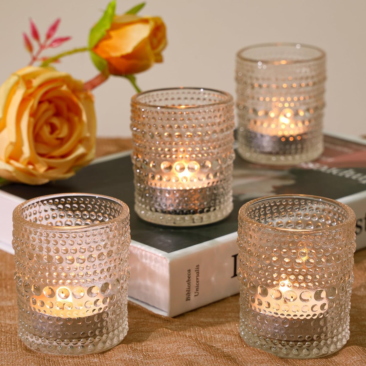 SUPMIND 24 Pcs Votive Candle Holders, Glass Holders Bulk for Table Centerpiece, Tea Lights Candle Holders for Wedding Shower, Party and Home Decor Clear