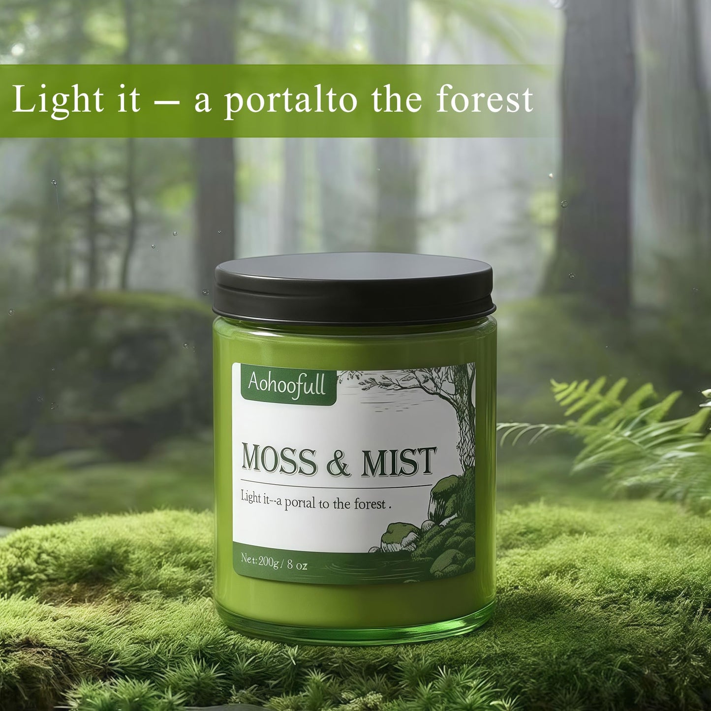 Aohoofull Soy Candles for Home Scented,Fall Candle 4oz 20 Hours Burn Moss & Mist Aromatherapy Candle Gift for Stress Relief, Meditation, Yoga, Relaxing SPA, Reusable Jar for Women Men