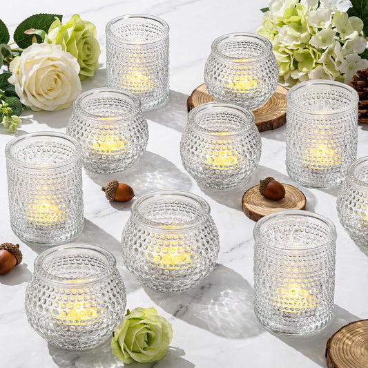 Rubtlamp 24 Pack Votive Candle Holder, Clear Glass Tea Light Candle Holders, Vintage Candle Holder for Floating Candle, Tealight Candle Holders for Centerpiece Wedding Decor Home Decoration
