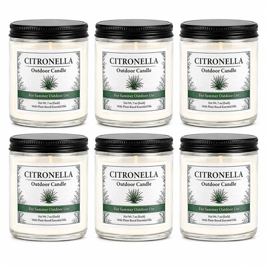 Citronella Candles Outdoor - 6 Pack Soy Wax Citronella Candles, 42 oz 300 Hours Total Outdoor Candle Set for Patio Backyard, Garden, Balcony, Deck, Porch, BBQ, Camping & Summer Parties