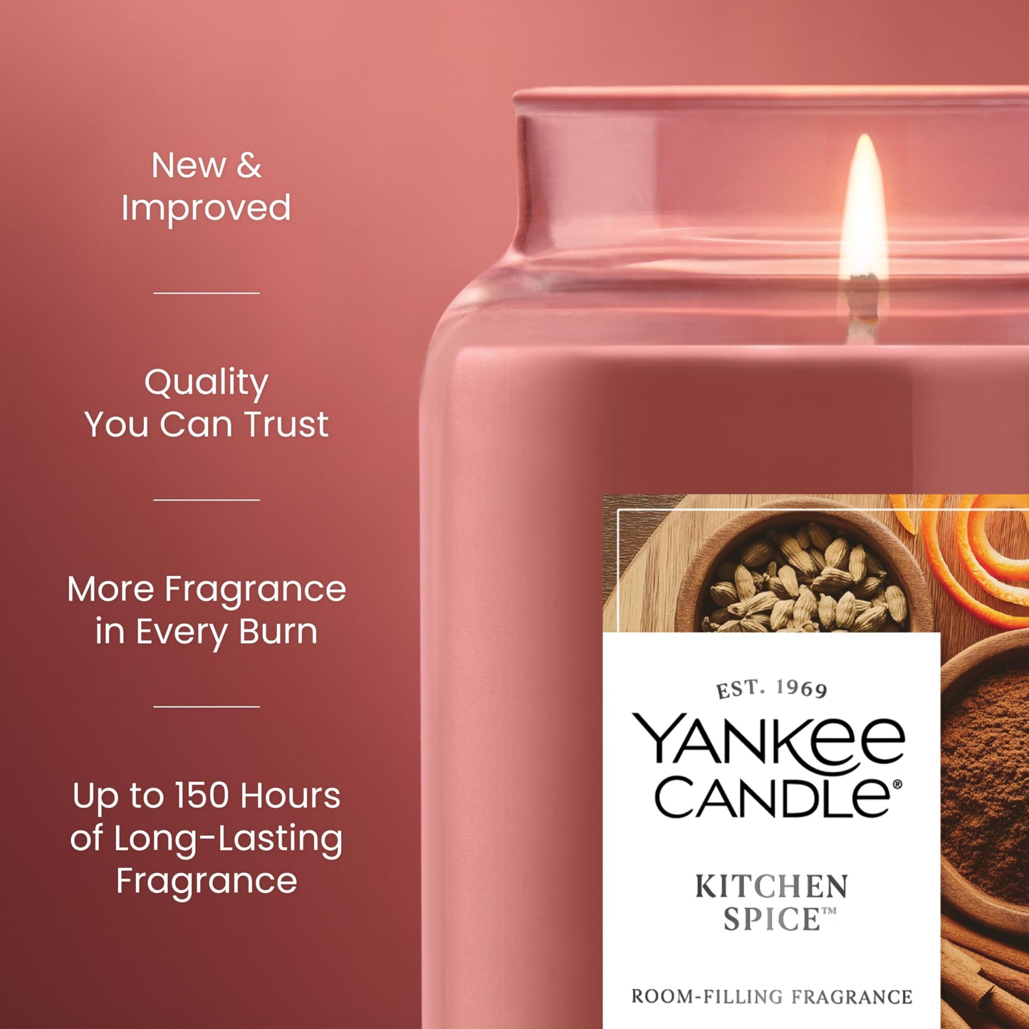 Yankee Candle Kitchen Spice, Scented Candle, 22oz Large Jar with up to 150 Hour Burn Time, Giftable