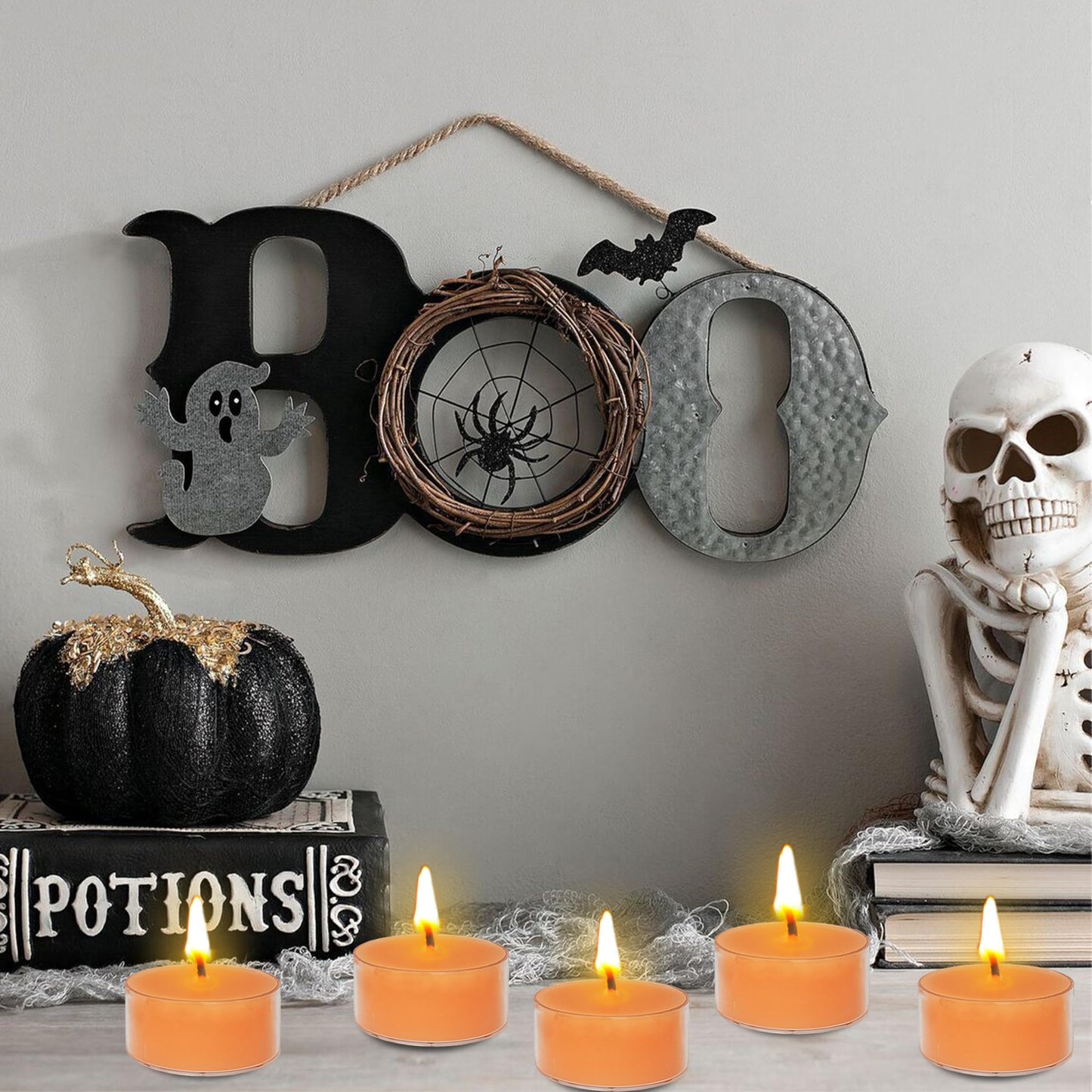 Orange Scented Tea Lights - Handmade Small Round Candles in Transparent Cups, Clean Burning Smokeless 4-Hour Burn, Perfect for Fall Decor, Thanksgiving & Cozy Evenings