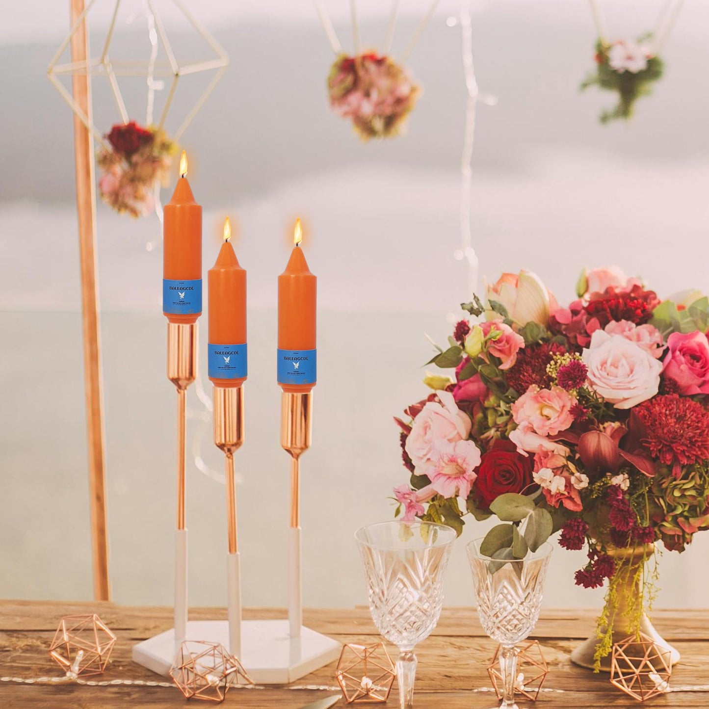 Handmade Unscented Twisted Orange Taper Candles Long Lasting Smokeless Smooth Flame Candles 5 Inch Elegant Gradient Candlesticks for Home Décor Weddings Festive Season Decorations