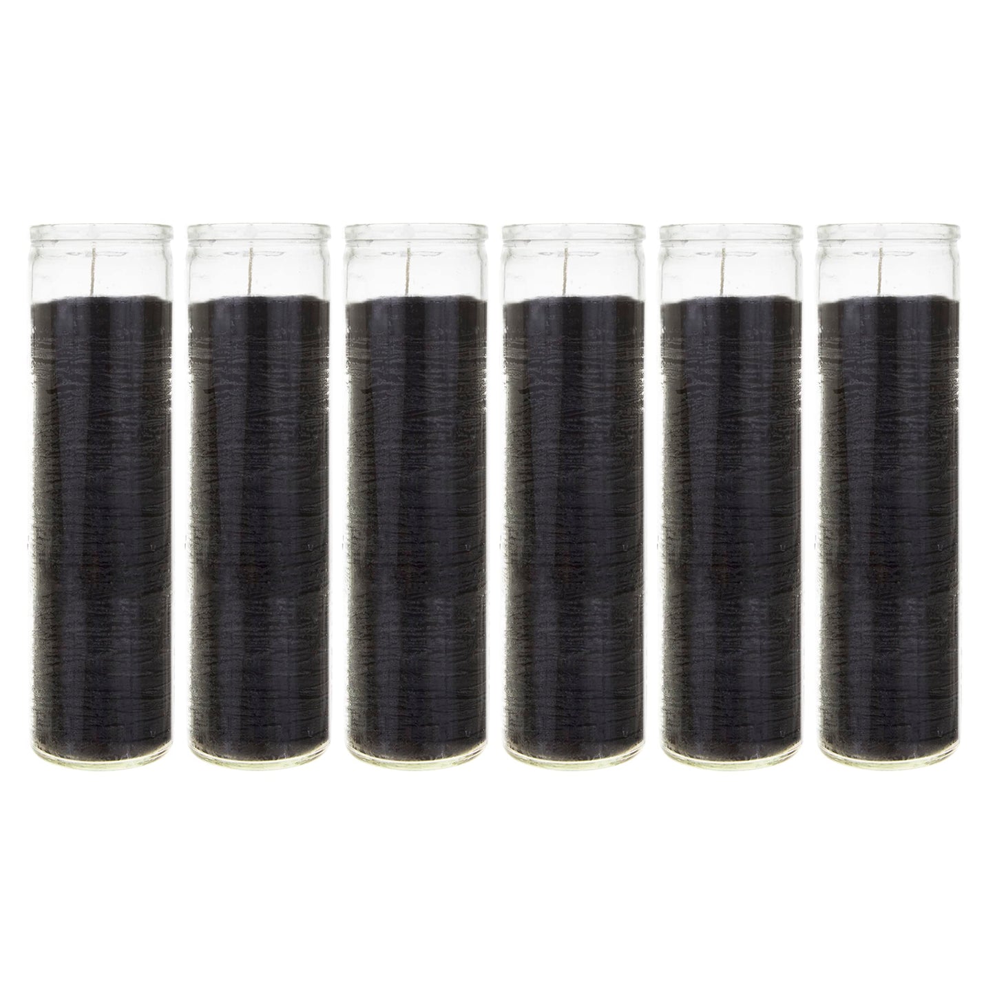 Mega Candles 6 pcs Unscented Black 7 Day Glass Container Devotional Prayer Candles, Premium Wax Candle 2 Inch x 8 Inch, Sanctuary, Vigils, Prayers, Blessings, Religious, Memorials, Remembrance