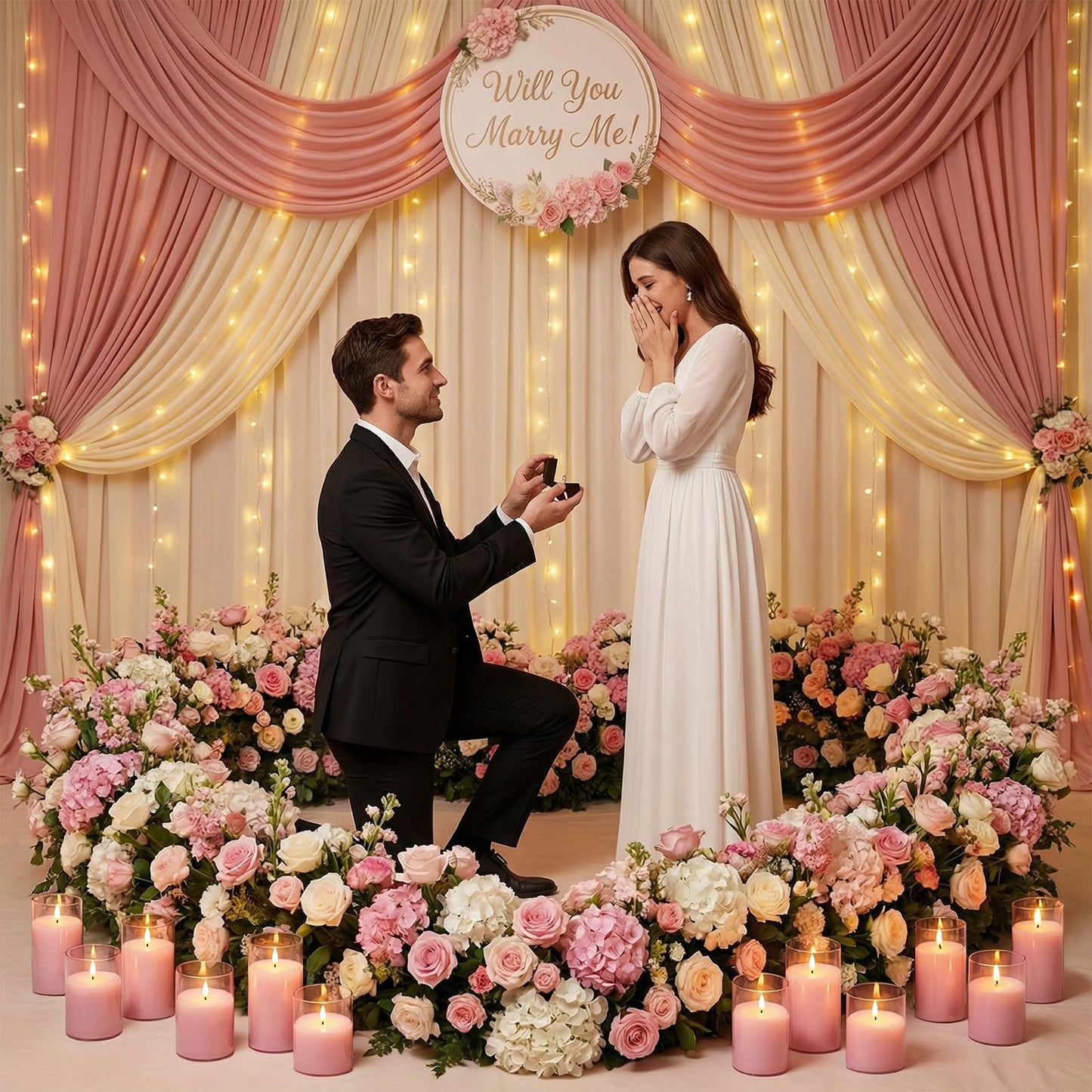 Homemory Pink Glass Flameless Candles, Battery Operated LED Pillar Candles with Remote & Timer, Real Wax Flickering Candles, Romantic Decorative Lights for Home Wedding Party, Set of 3