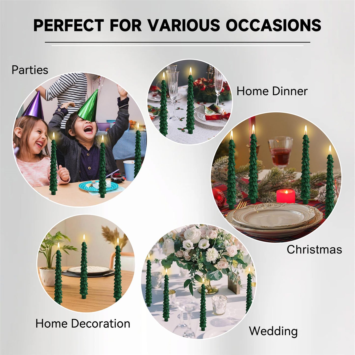 Christmas Tree Candle Green Candlesticks - Gedengni 10inches Unscented Tree Shaped Taper Candles Decorative Tapered Candles Cute Candle Sticks for Holiday Wedding Party Dinner Table Decoration, 2pcs