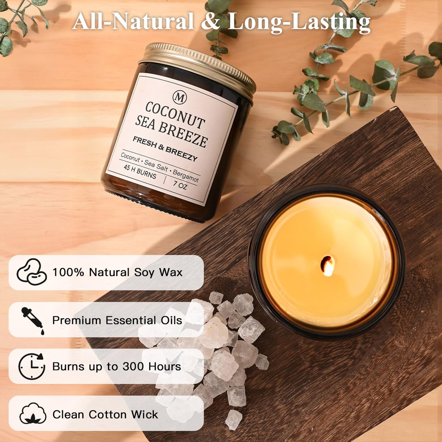 6-Pack Scented Soy Candle Set – Lavender Vanilla, Eucalyptus, Sandalwood, Jasmine & White Tea, Coconut, Sage | Natural Long Lasting Aromatherapy Candles for Home, Relaxation & Birthday Gifts