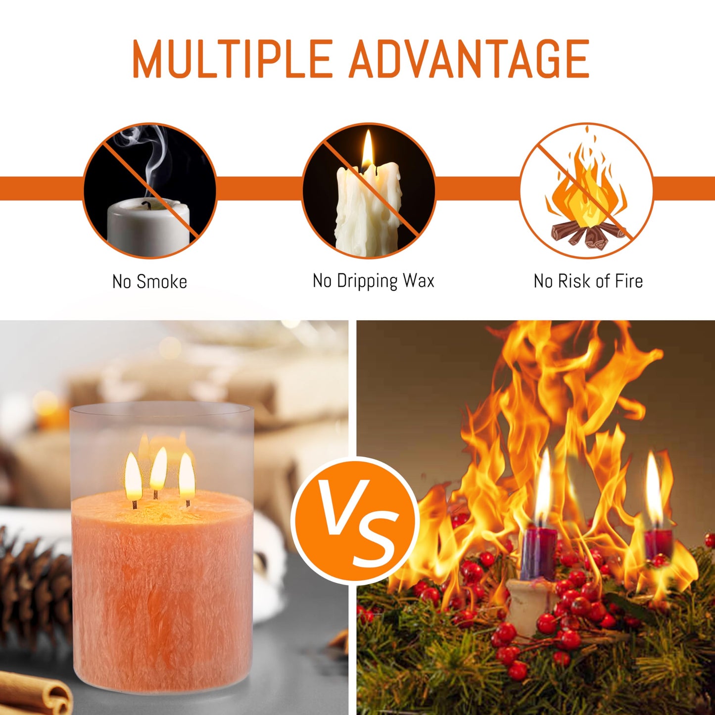 DEVSYWAX LED Candles Flameless Pillar Candles