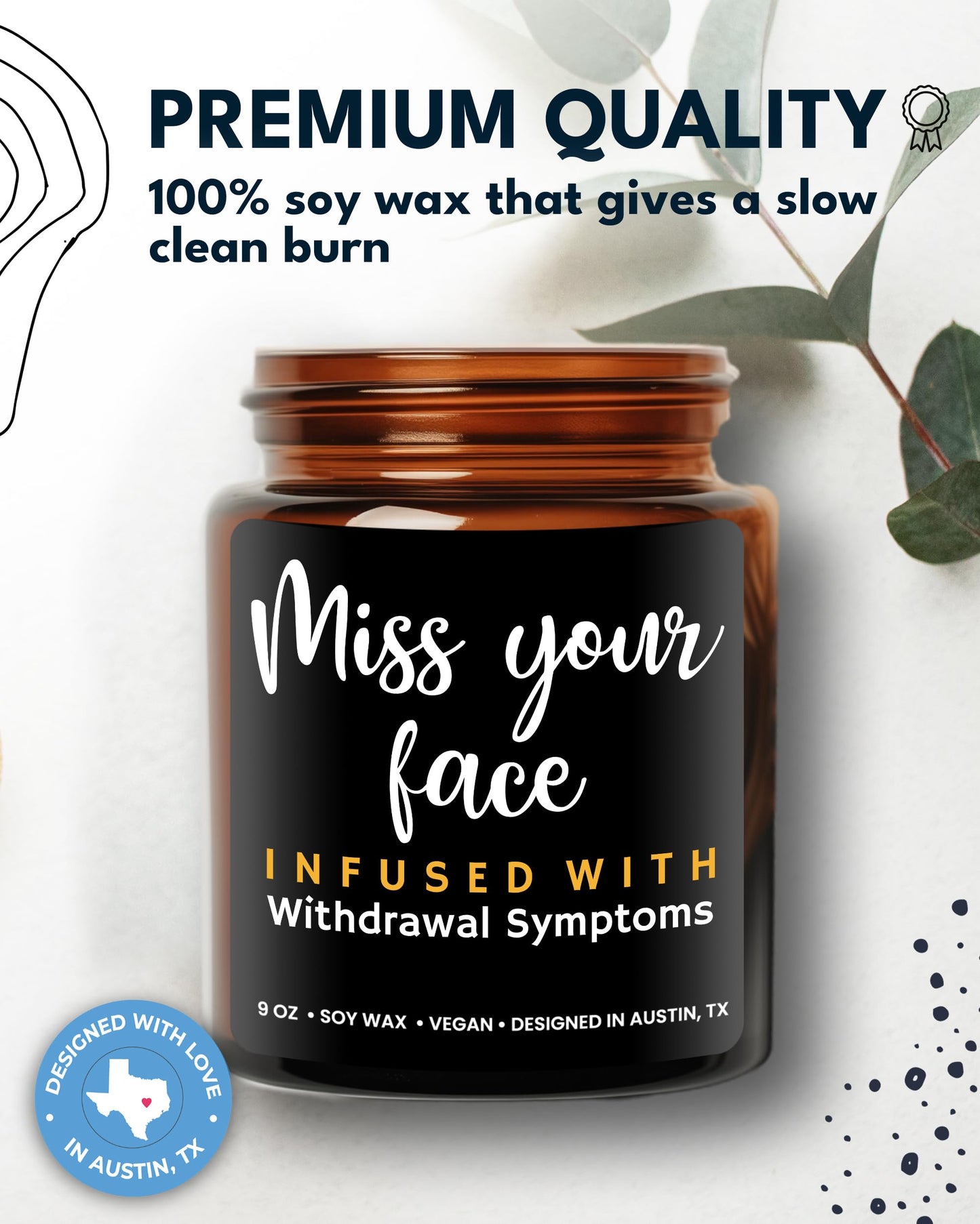 Funny Friendship Candle, Fun Presents for Women Friends, Funny Gifts for Friendship, Unique and Fun Friend Gifts for Women and Men, I Miss Your Face Candle, Birthday Presents, Christmas, Gift-Ready